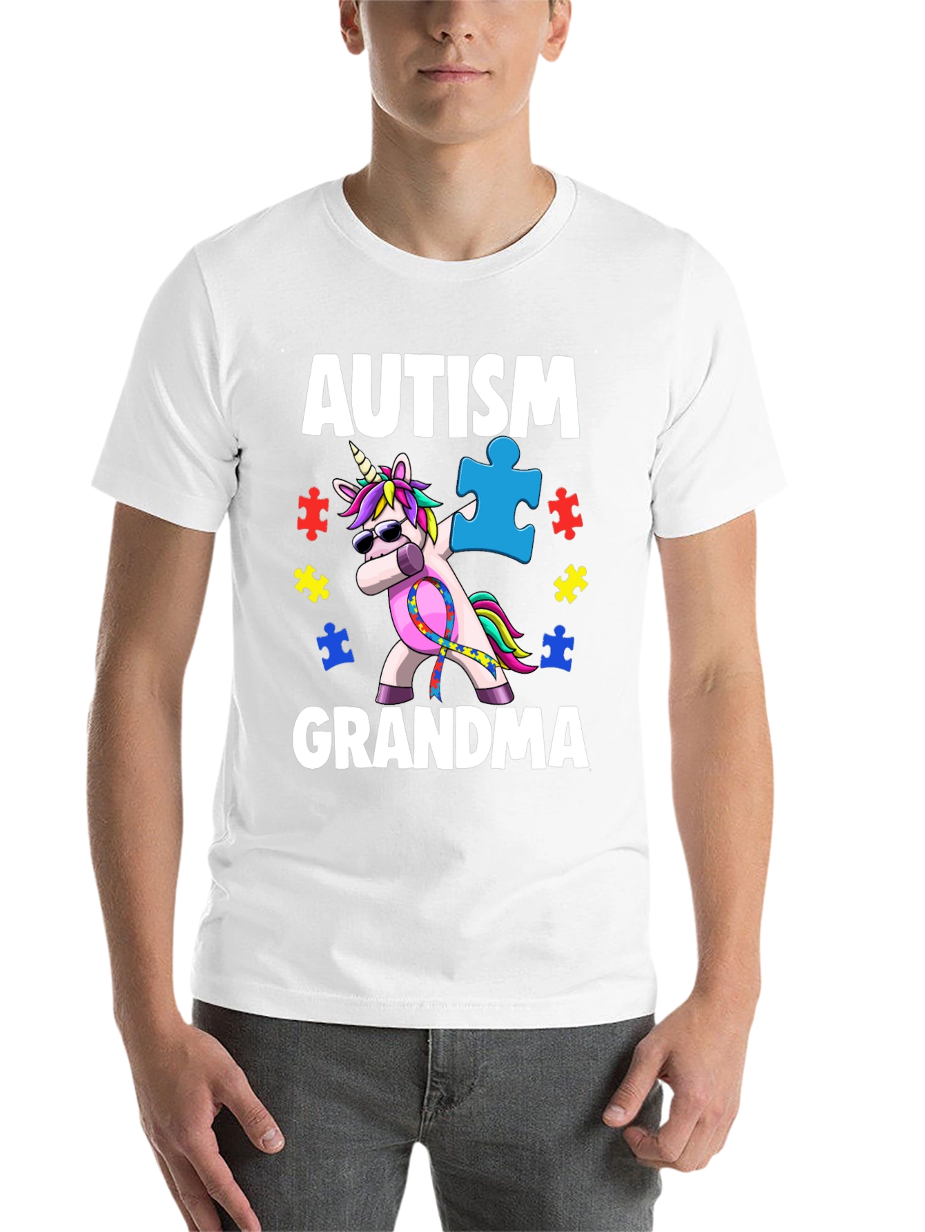 Black Autism Grandma Unicorn T-Shirt view 14