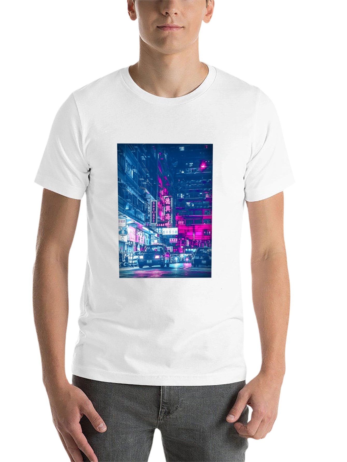 Black Night City Neon T-Shirt view 14