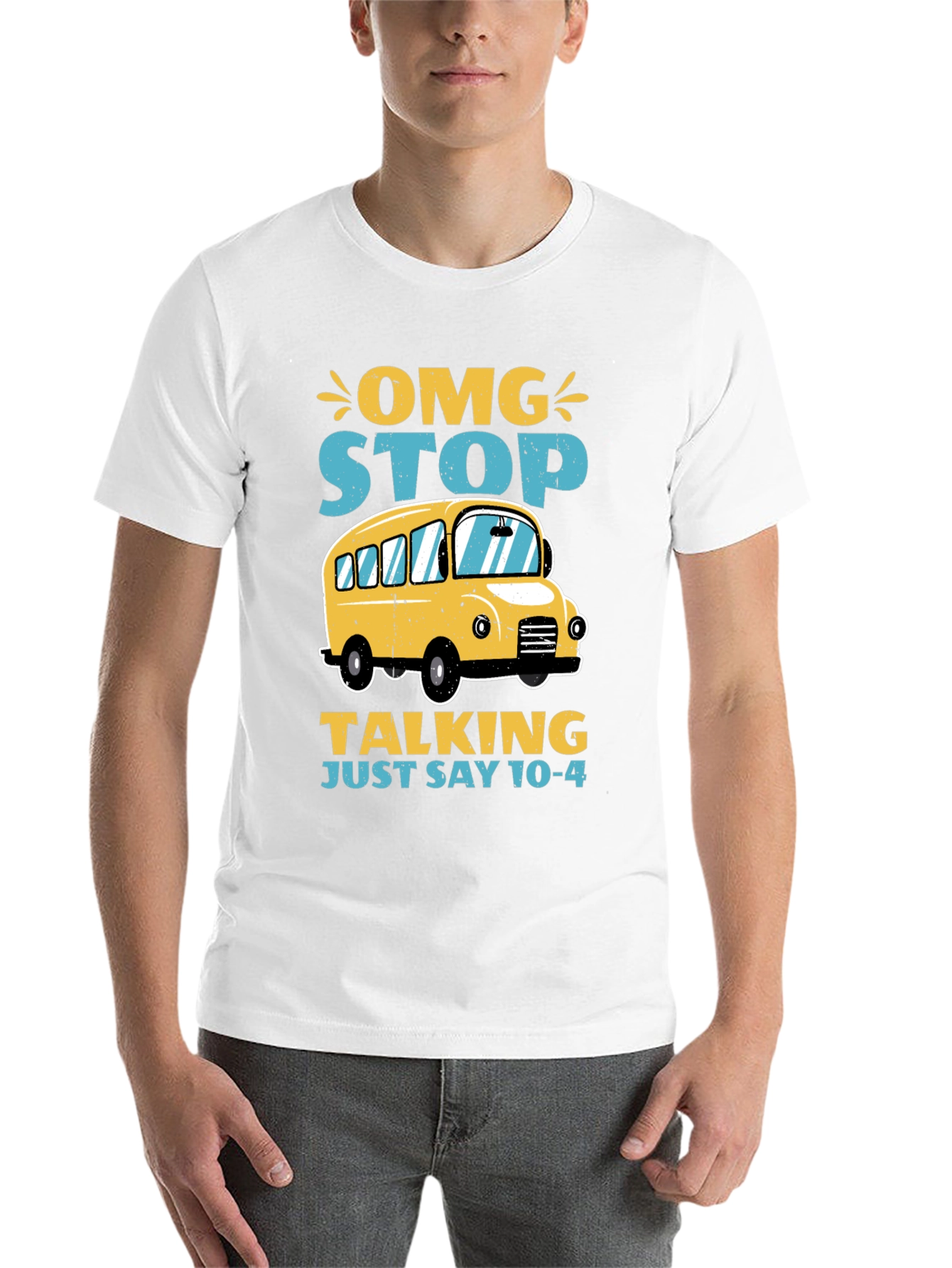 Black OMG Stop Talking School Bus T-Shirt view 14