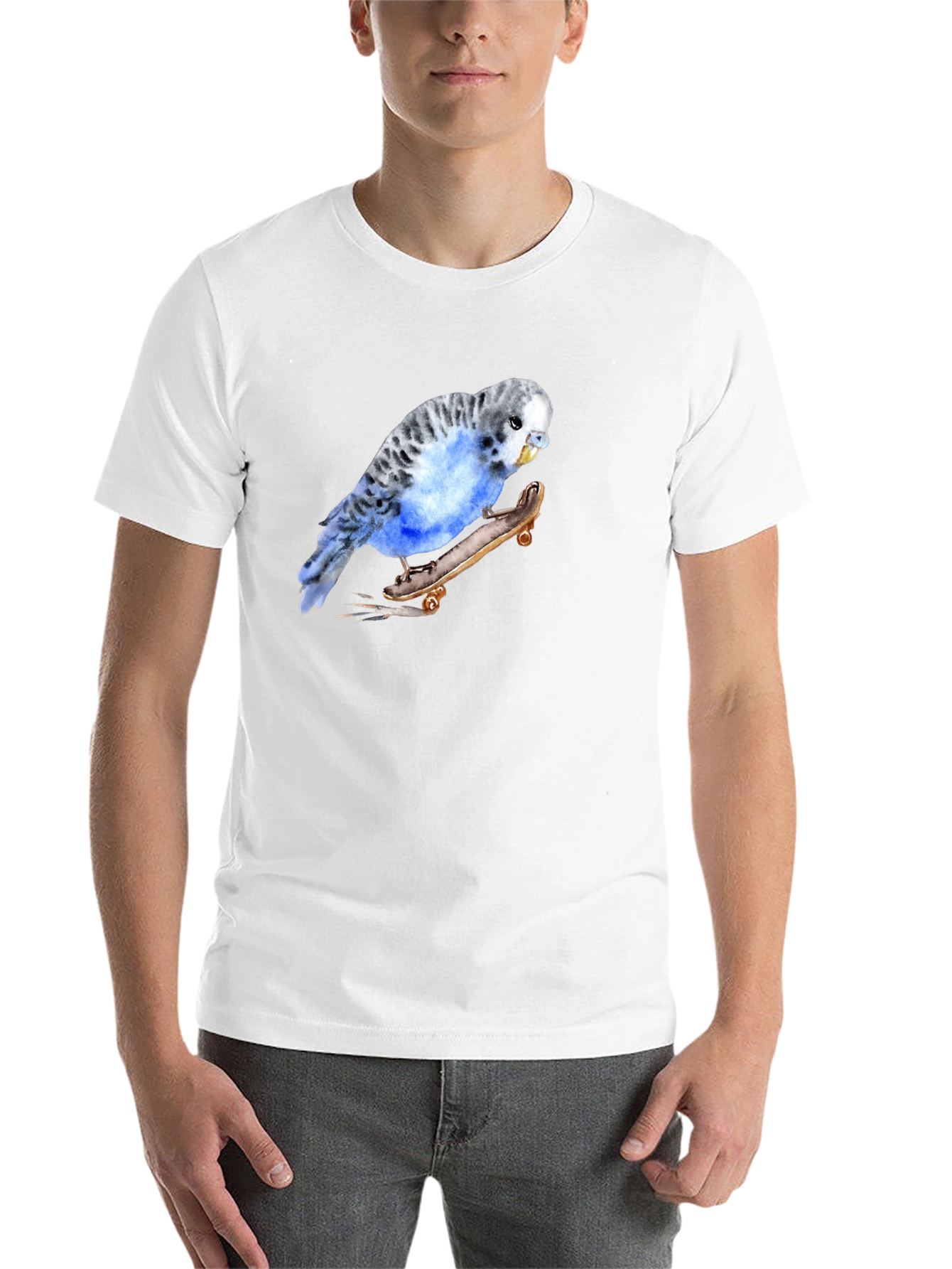 Black Parakeet Skateboard Graphic Tee - Unique Bird Lover Design view 14