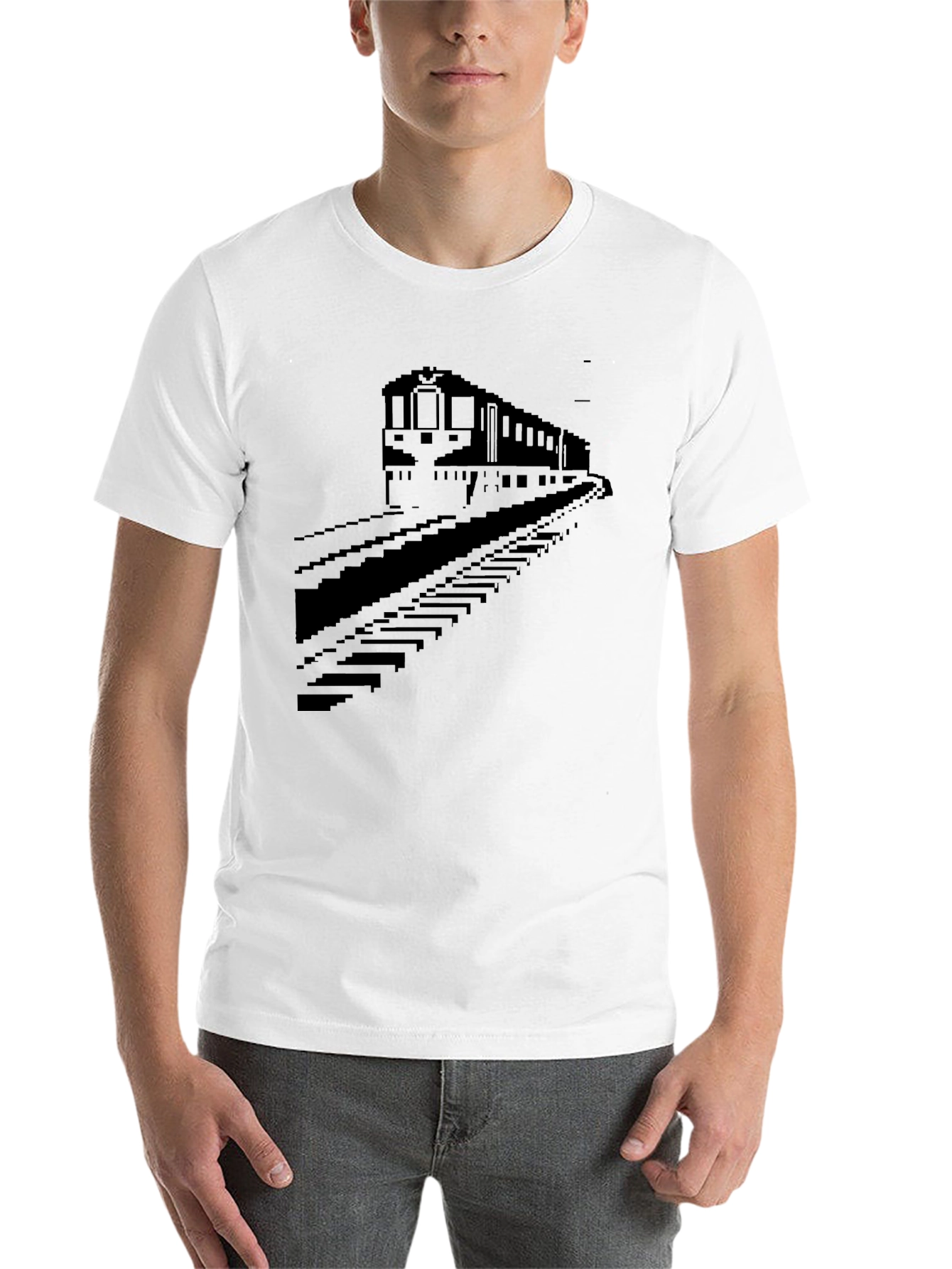 Black Pixel Train Graphic Tee - Classic Black T-Shirt view 14