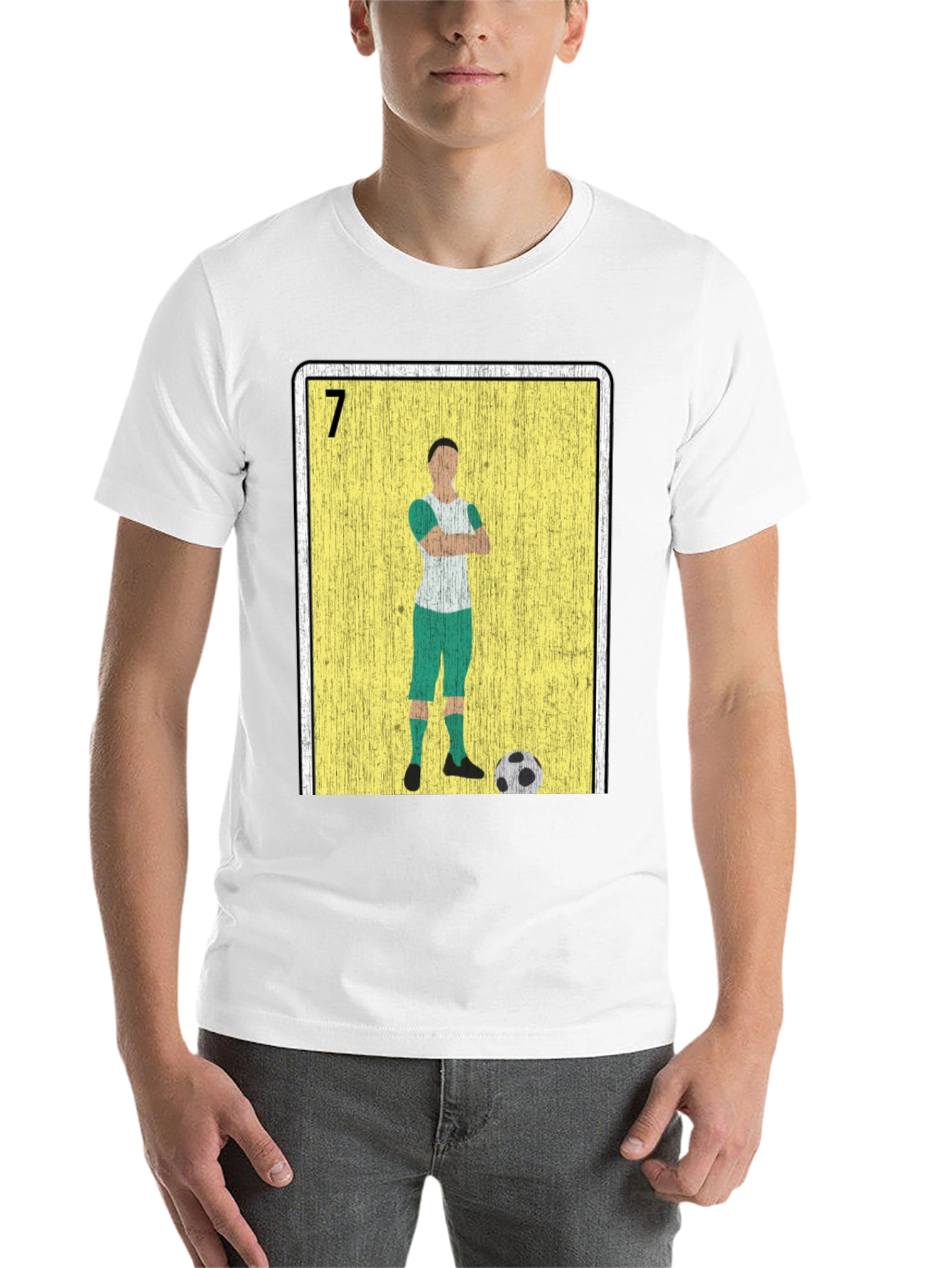 Black Soccer Player Loteria Card Graphic T-Shirt view 14