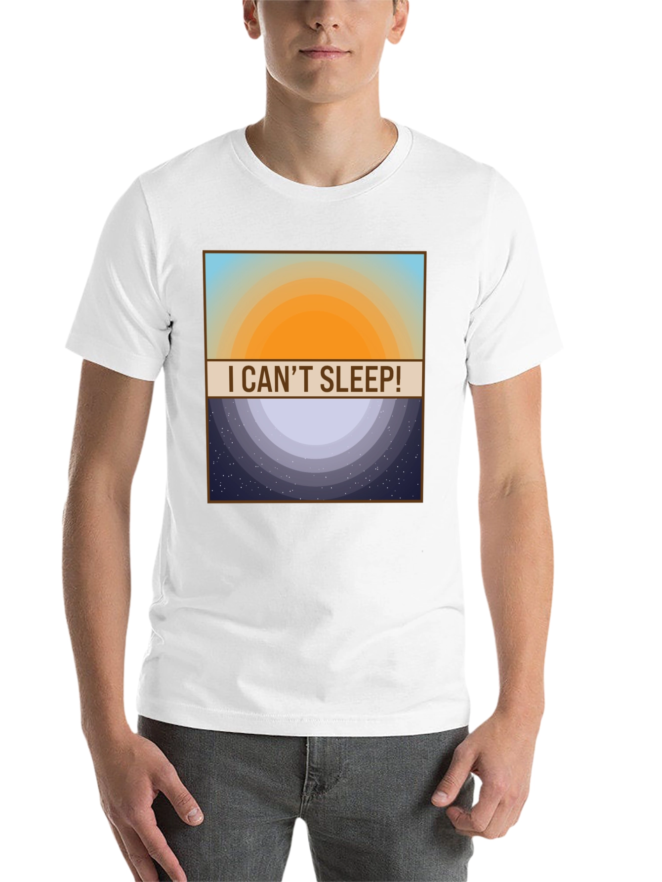 Black I Can't Sleep! T-Shirt - Day and Night Design view 14