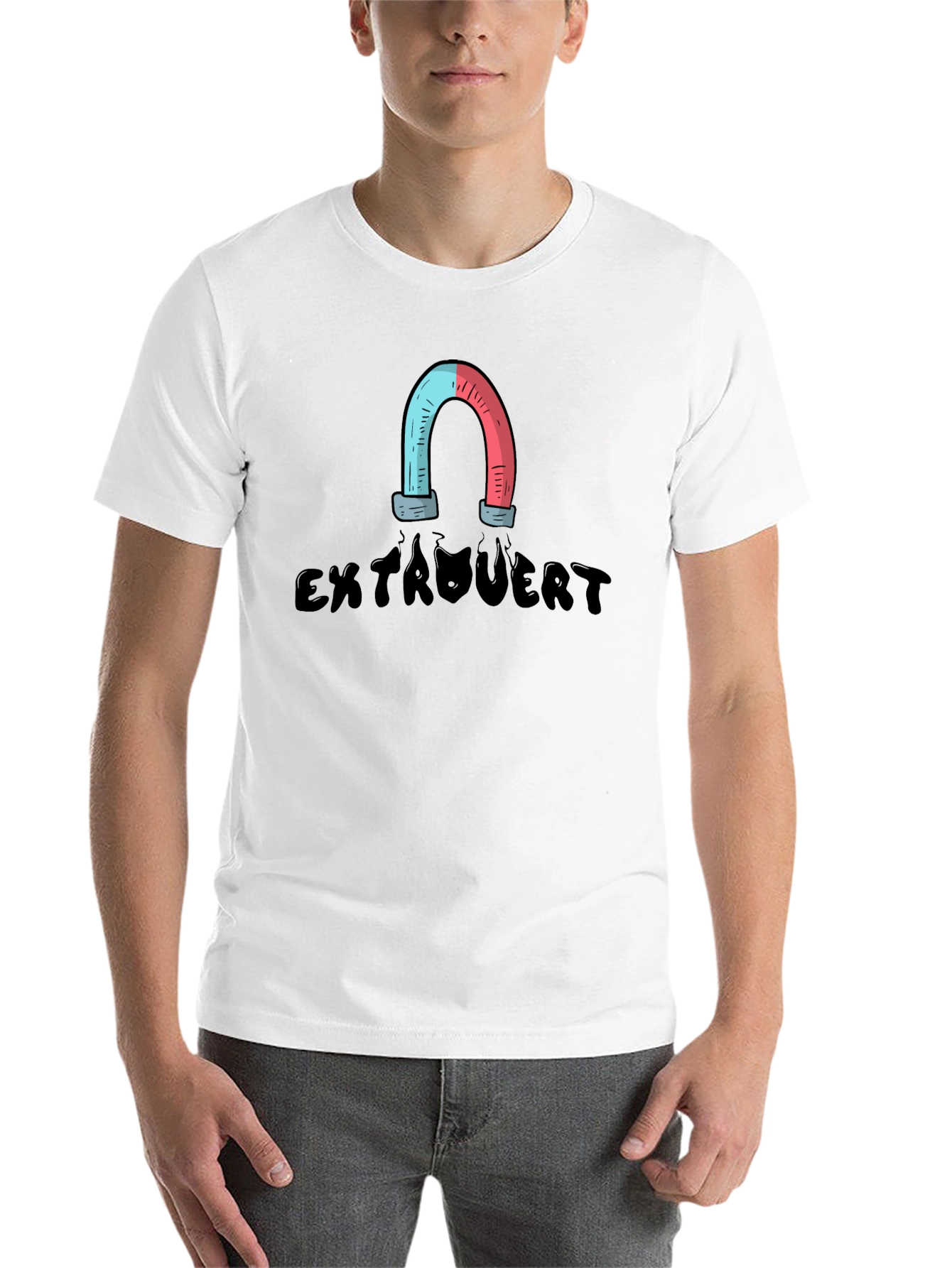 Black Extrovert Magnet T-Shirt view 14
