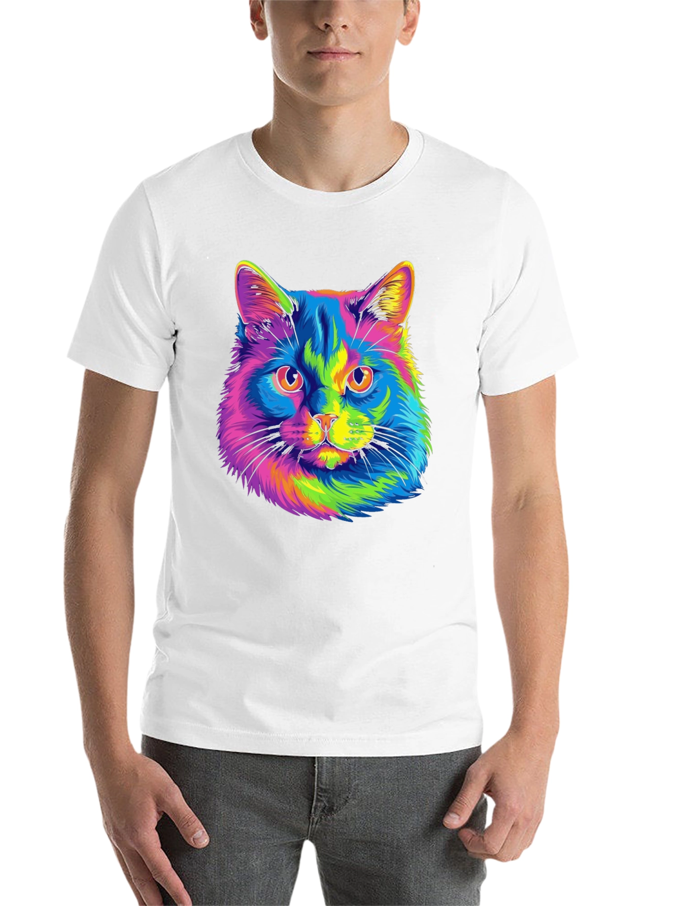 Black Rainbow Cat Graphic T-Shirt view 14