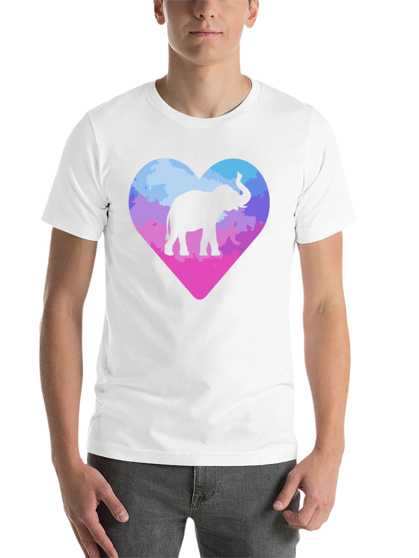 Black Elephant Heart Graphic Tee - Trendy Animal Lover Shirt view 14