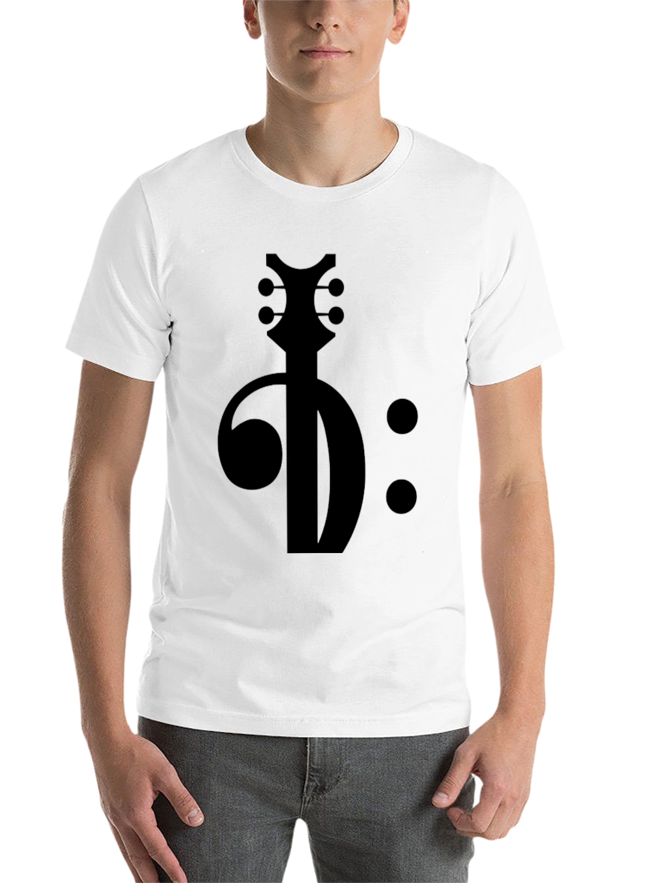 Black Bass Clef Guitar T-Shirt - Music Lover Tee view 14