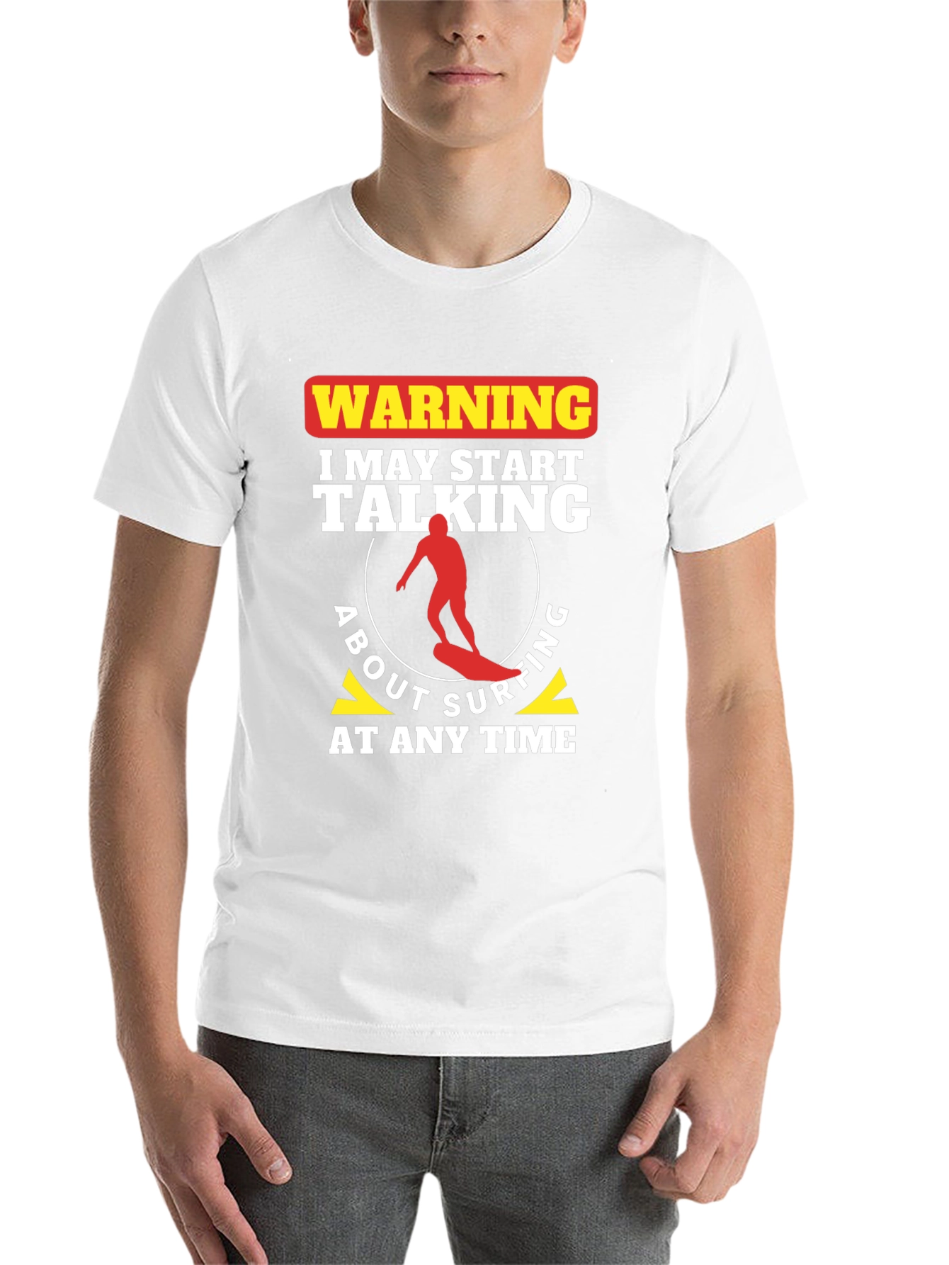 Black Surfing Warning Graphic T-Shirt - Surfer Gift Tee view 14