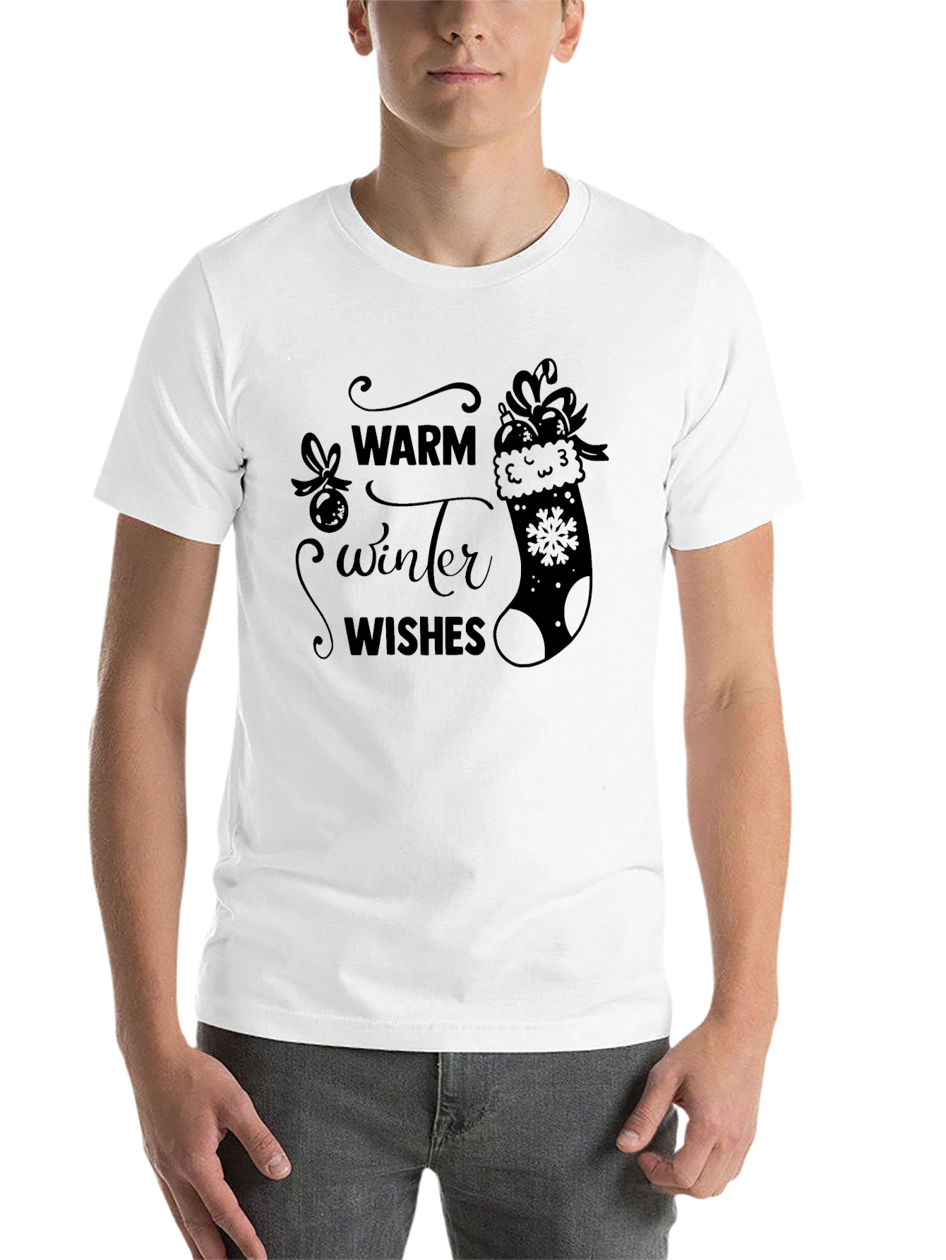 Black Warm Winter Wishes Black T-Shirt view 14