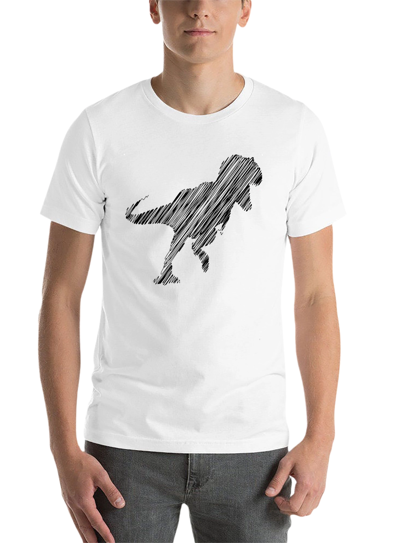 Black Men's Black T-Rex Graphic Tee - Casual Style view 14