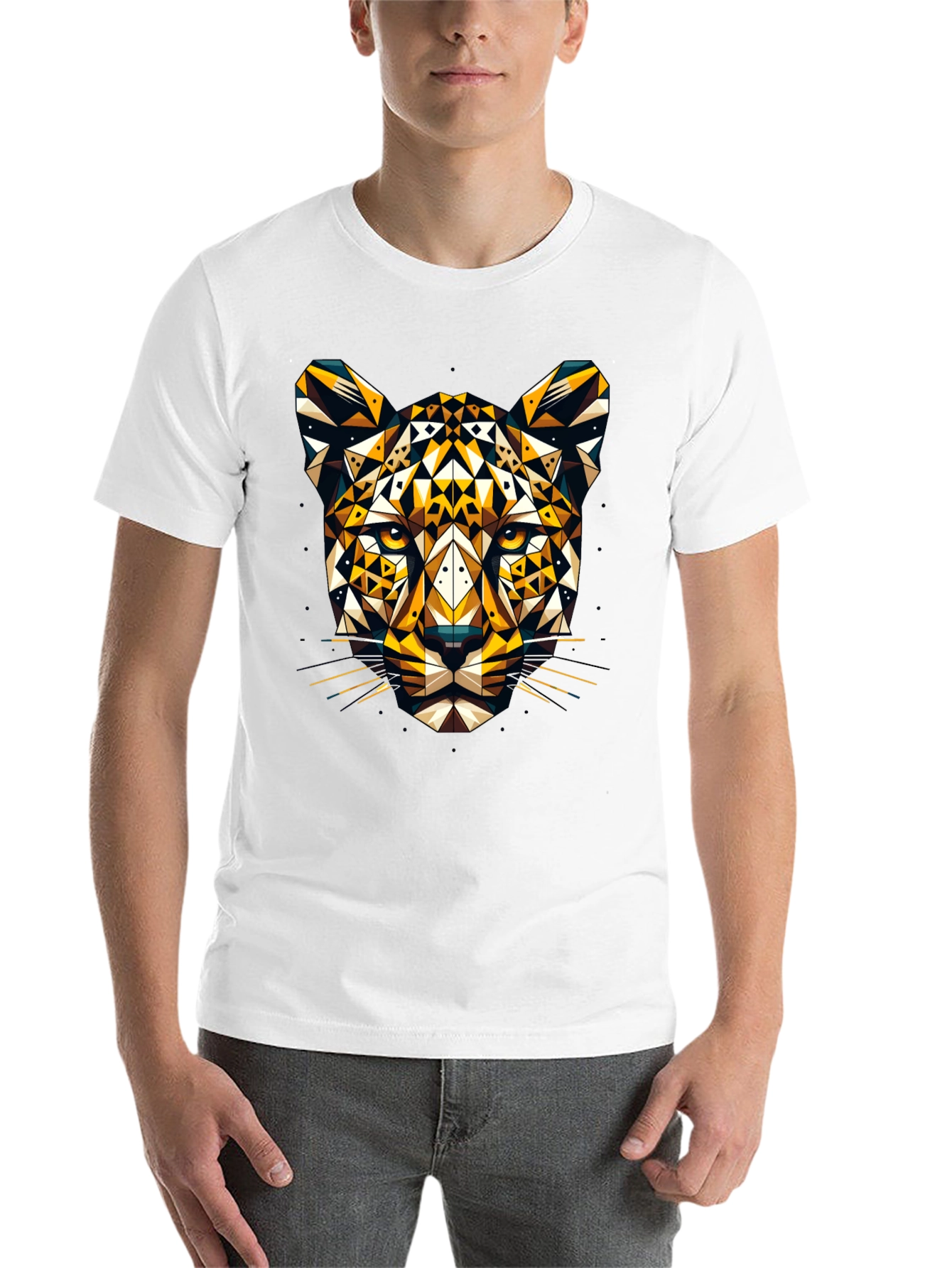 Black Geometric Leopard Graphic Tee - Black view 14