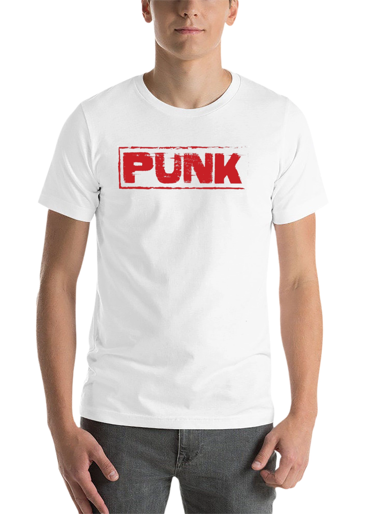 Punk Graphic T-Shirt - Bold Red Print on Black - 14