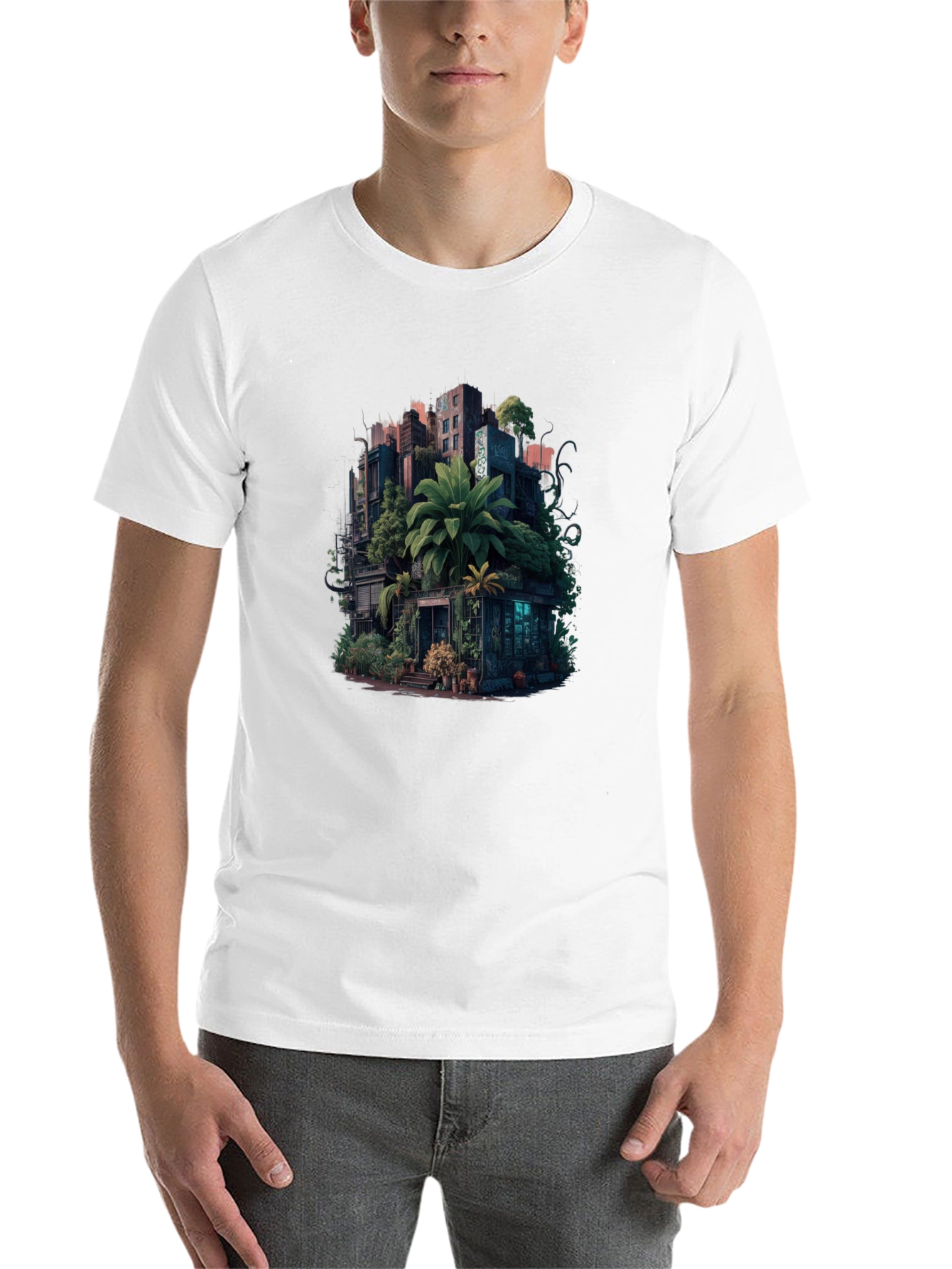 Black Urban Jungle T-Shirt: City Meets Nature Tee view 14
