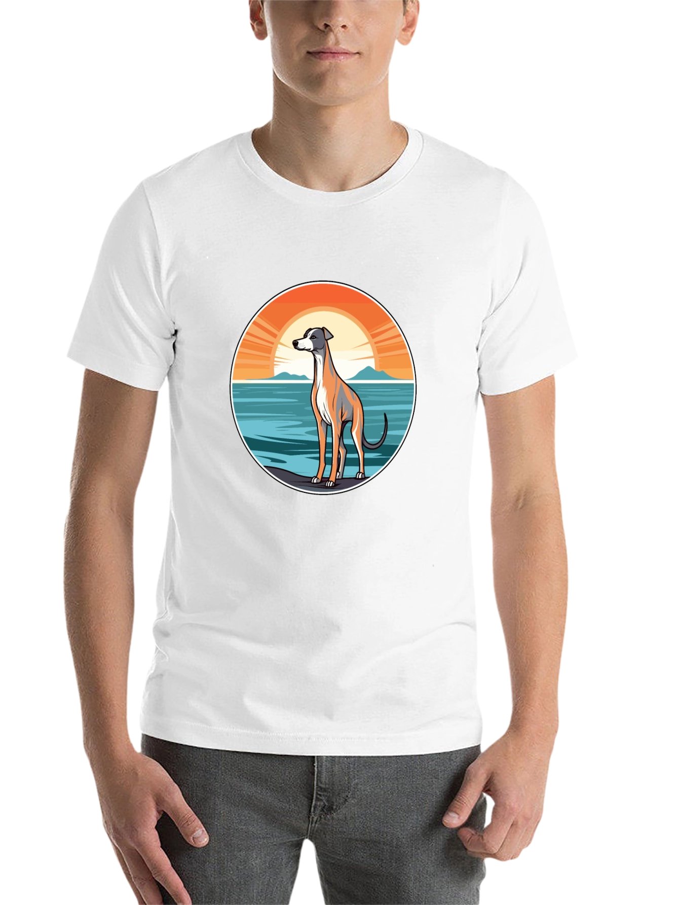Black Dog Sunset Graphic Tee - Unisex Black T-Shirt view 14