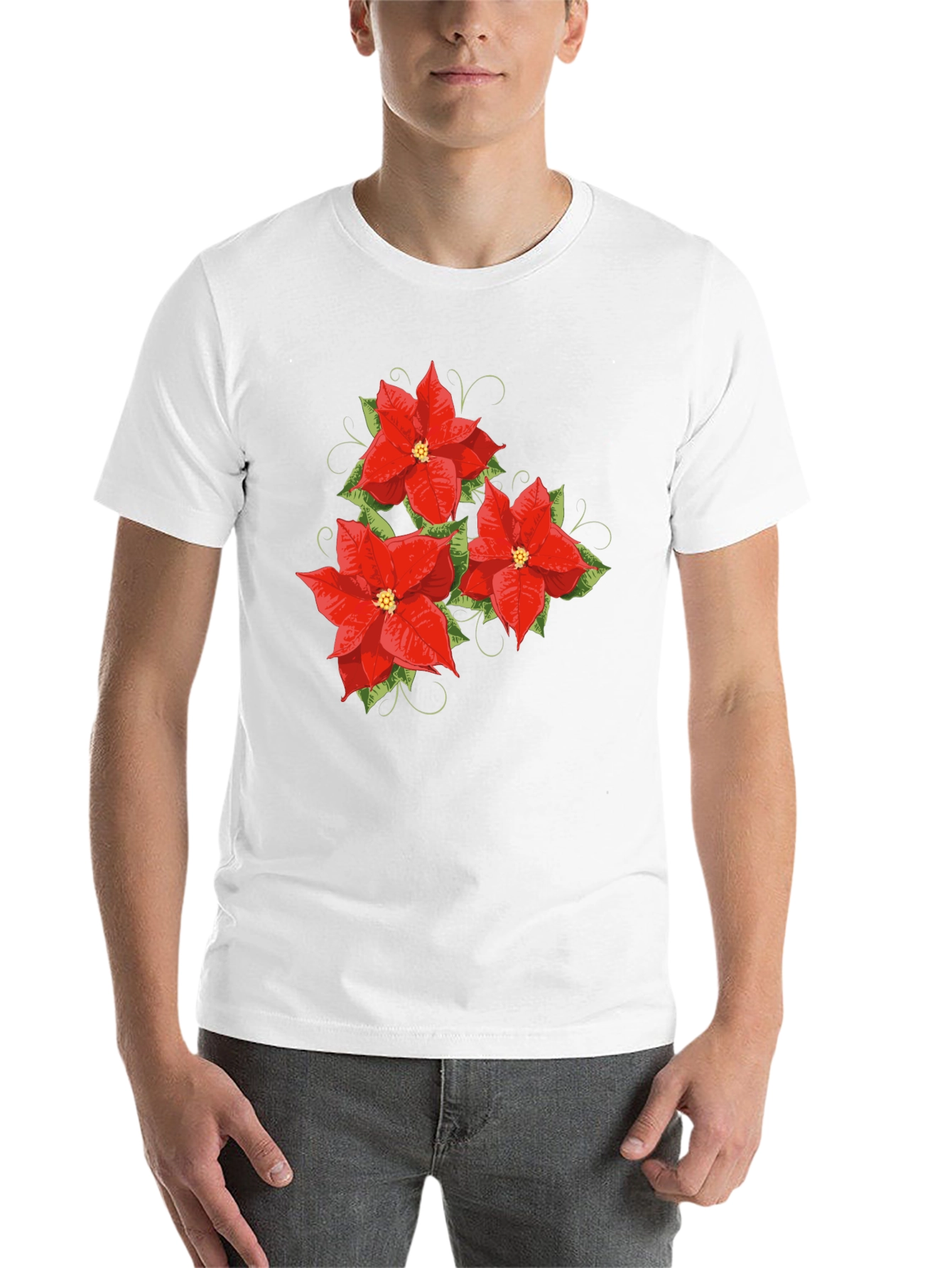 Black Floral Poinsettia Graphic Tee - Holiday Style view 14