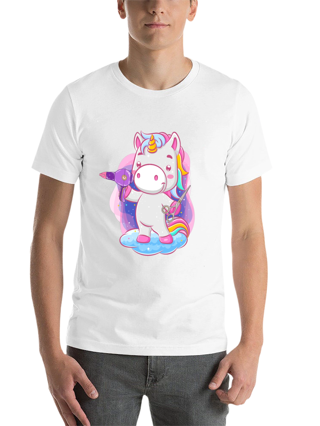 Black Unicorn Hair Stylist Graphic T-Shirt view 14