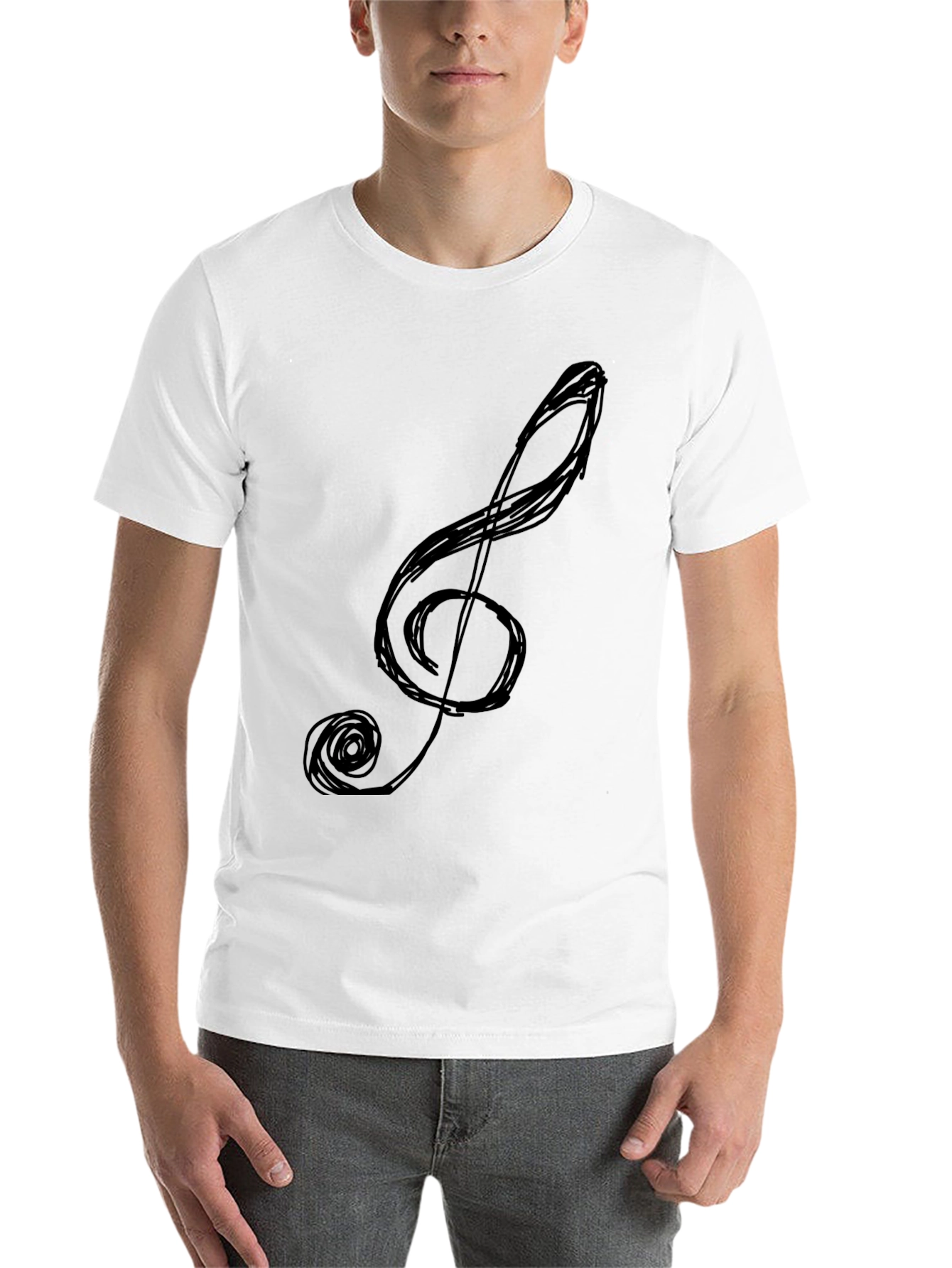 Black Treble Clef Graphic Tee - Black Cotton Comfort view 14
