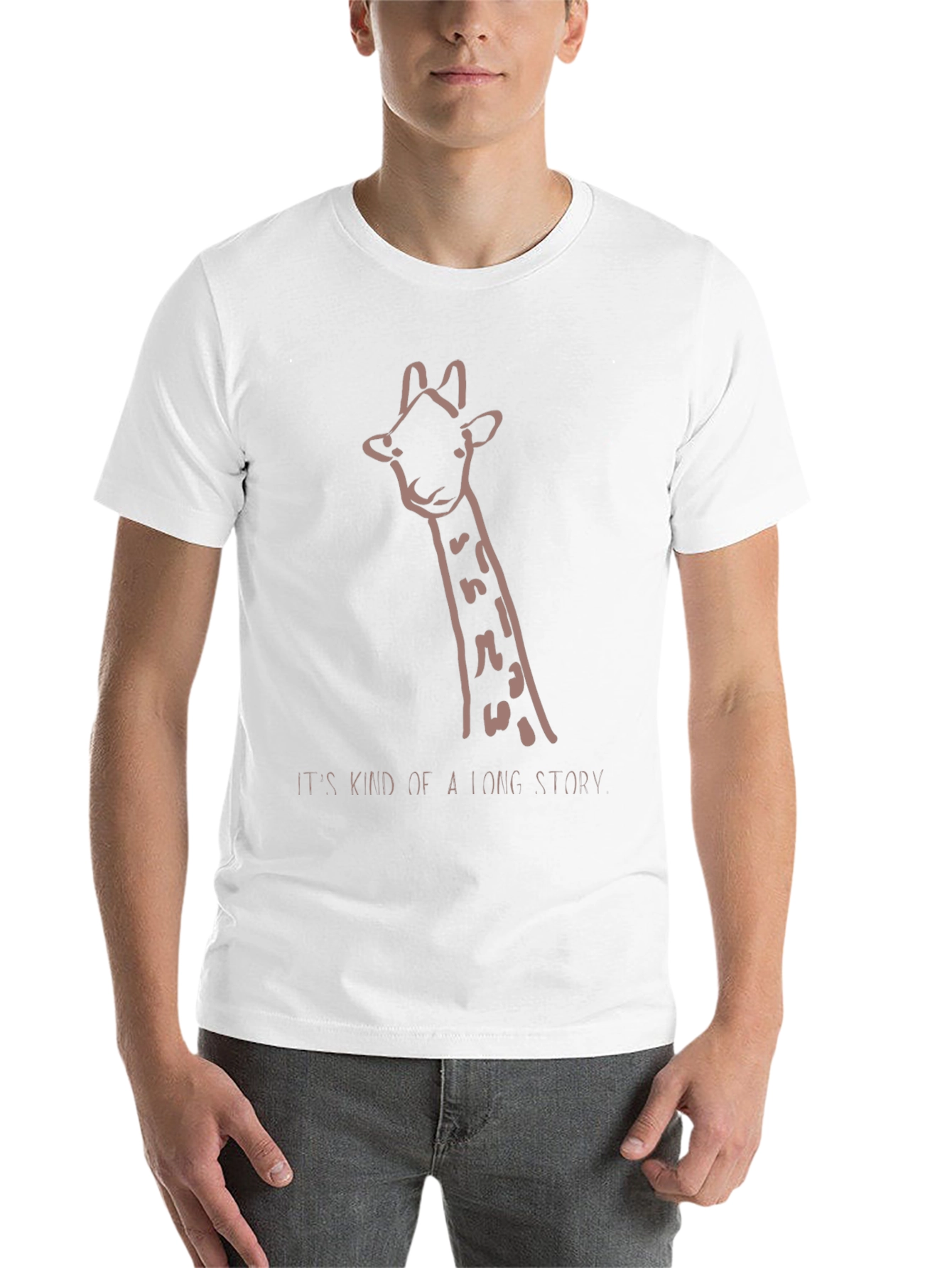 Black Giraffe Long Story Graphic Tee - Black Unisex T-Shirt view 14