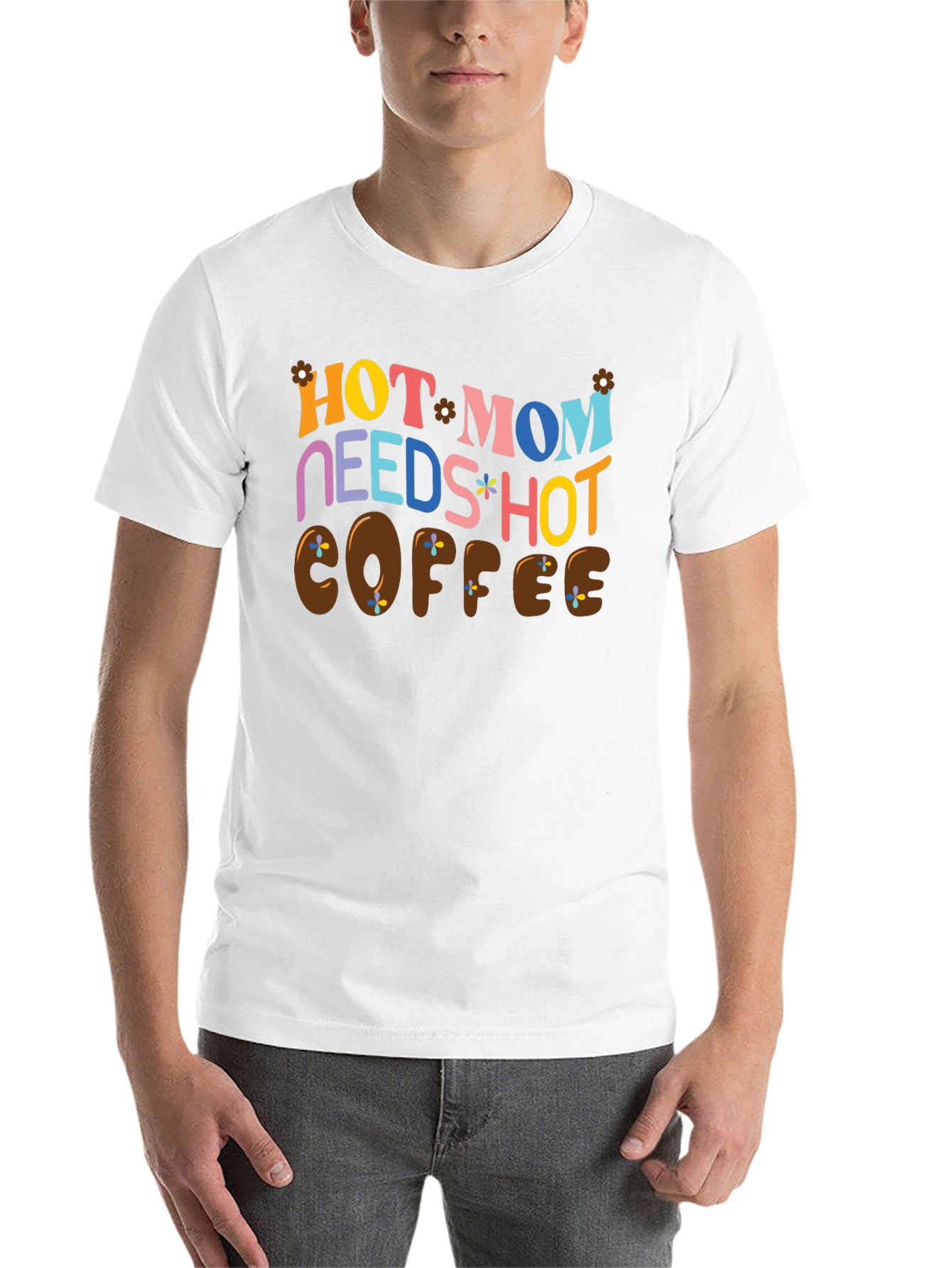 Black Hot Mom Needs Hot Coffee Graphic T-Shirt view 14
