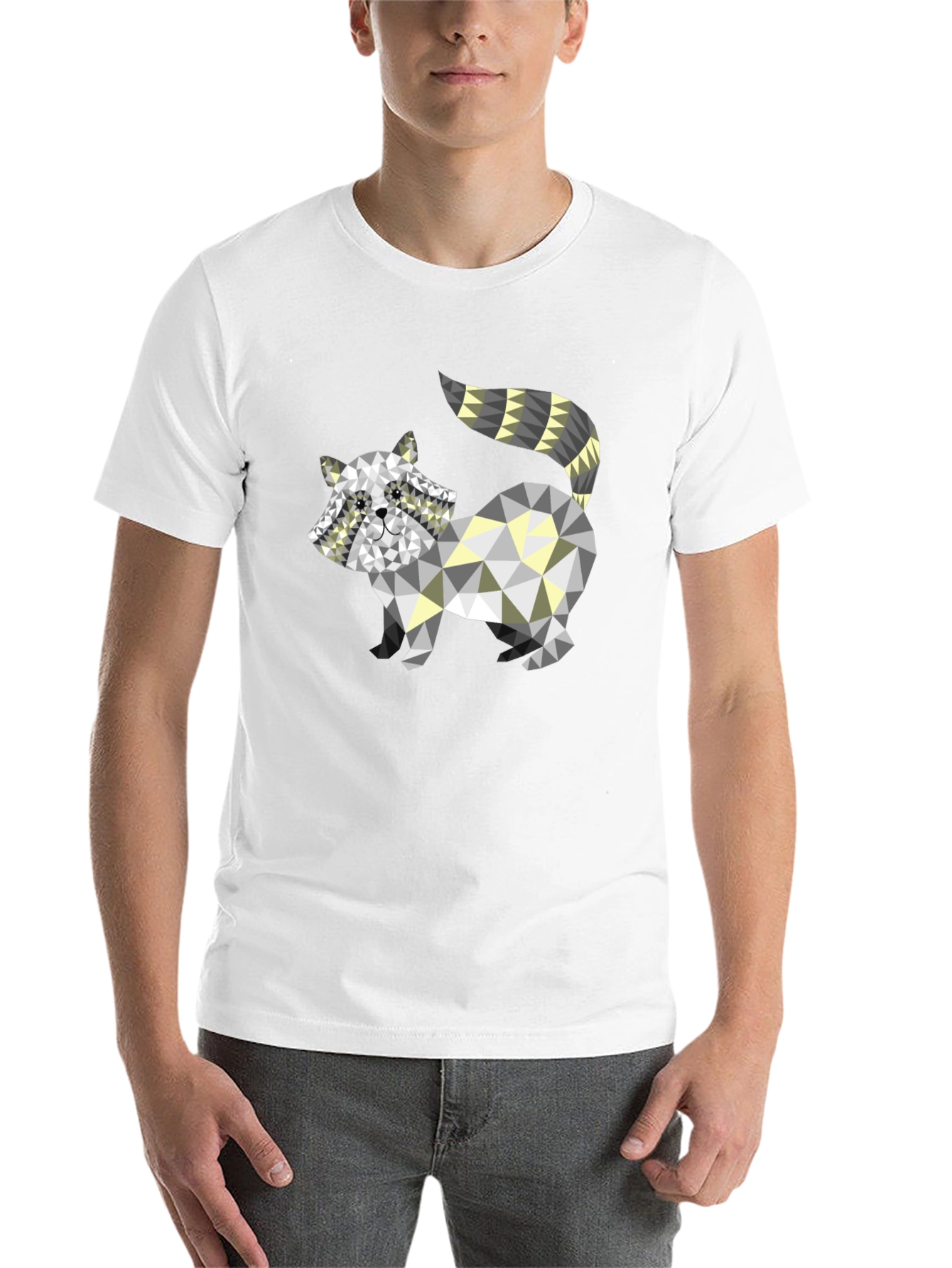 Black Geometric Raccoon Graphic Tee - Modern Style view 14