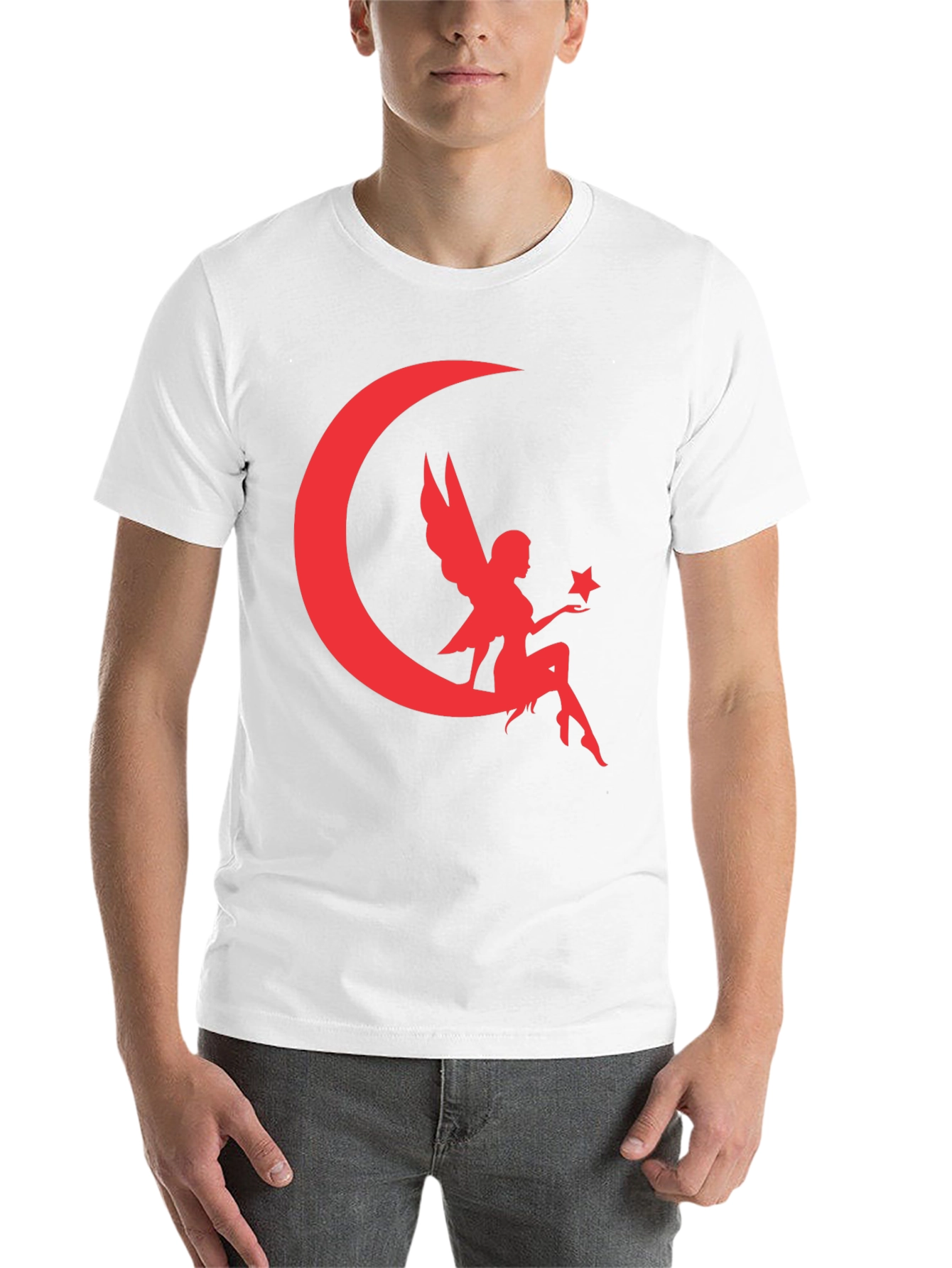 Black Fairy Moon Graphic Tee - Black Cotton Blend T-Shirt view 14