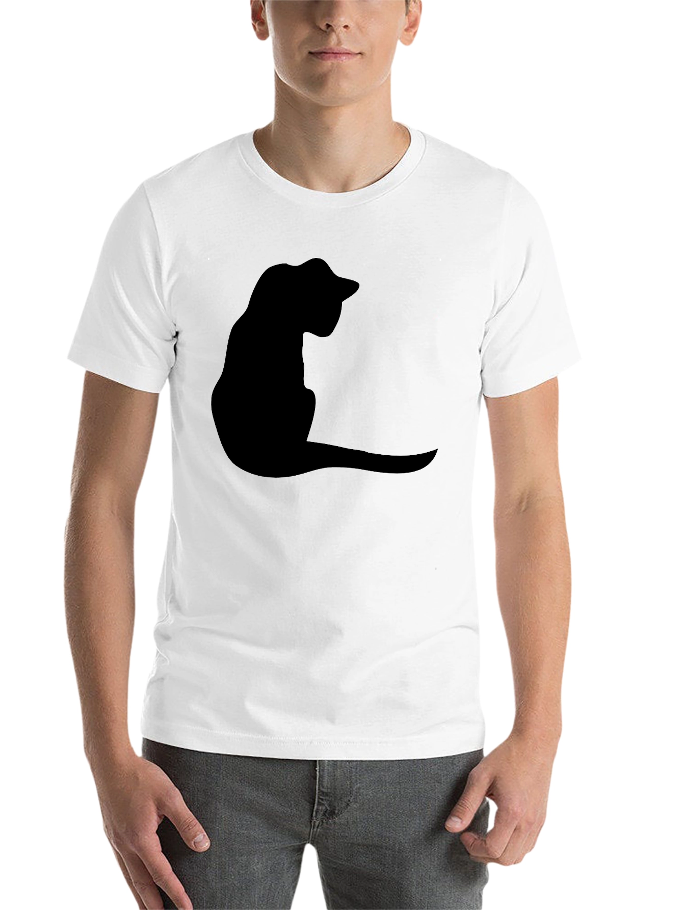 Black Black Cat Silhouette T-Shirt - Casual Graphic Tee view 14