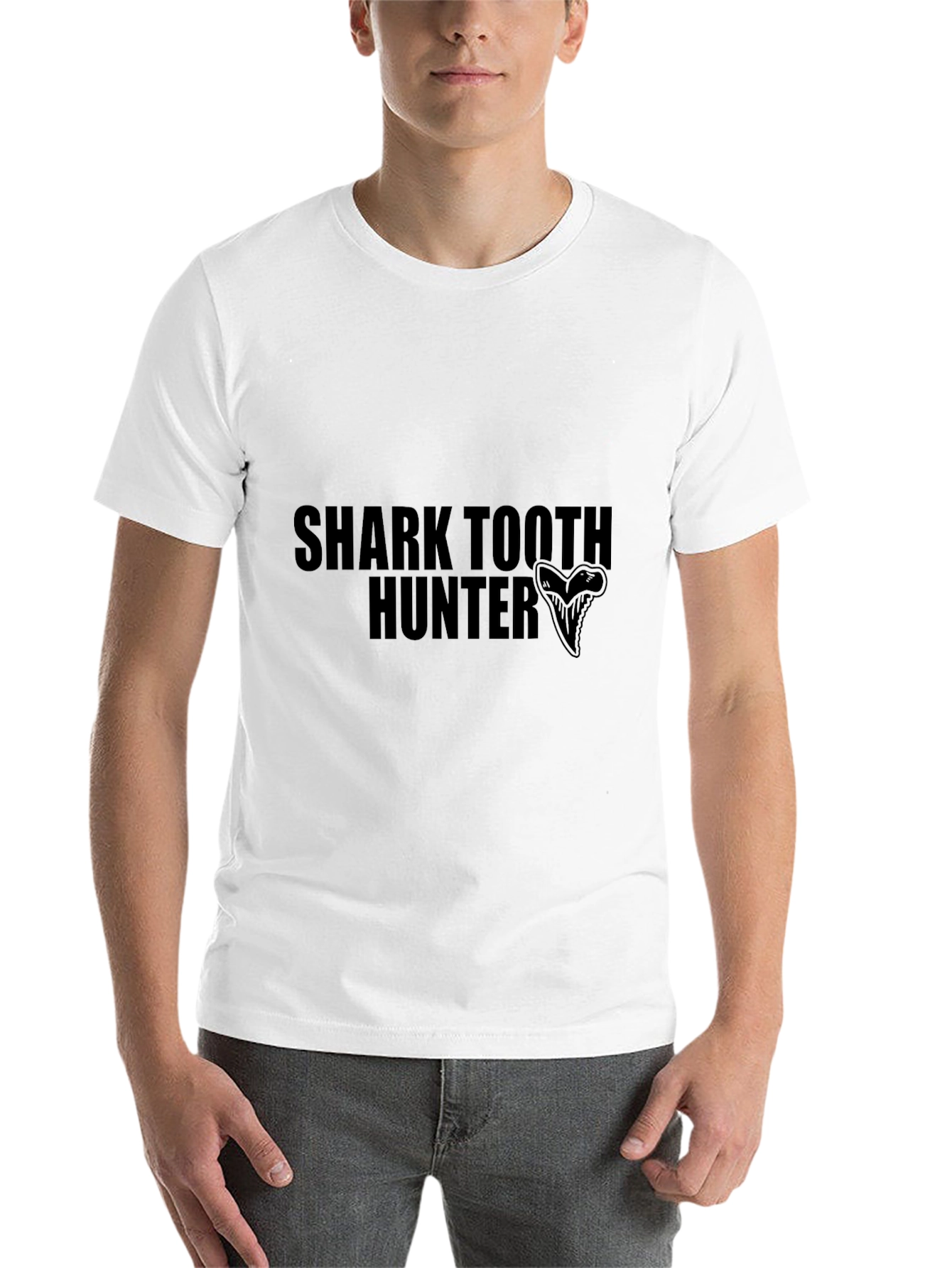 Black Shark Tooth Hunter Graphic Tee - Black Cotton T-Shirt view 14