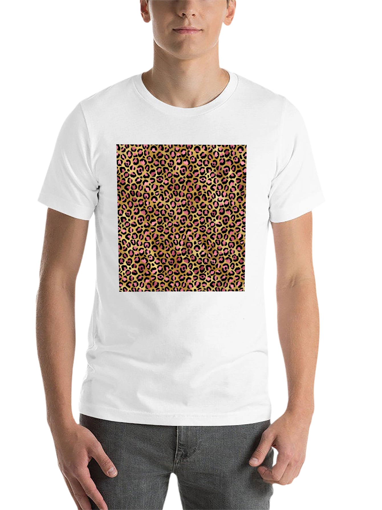 Black Leopard Print Graphic Tee - Gold & Pink view 14
