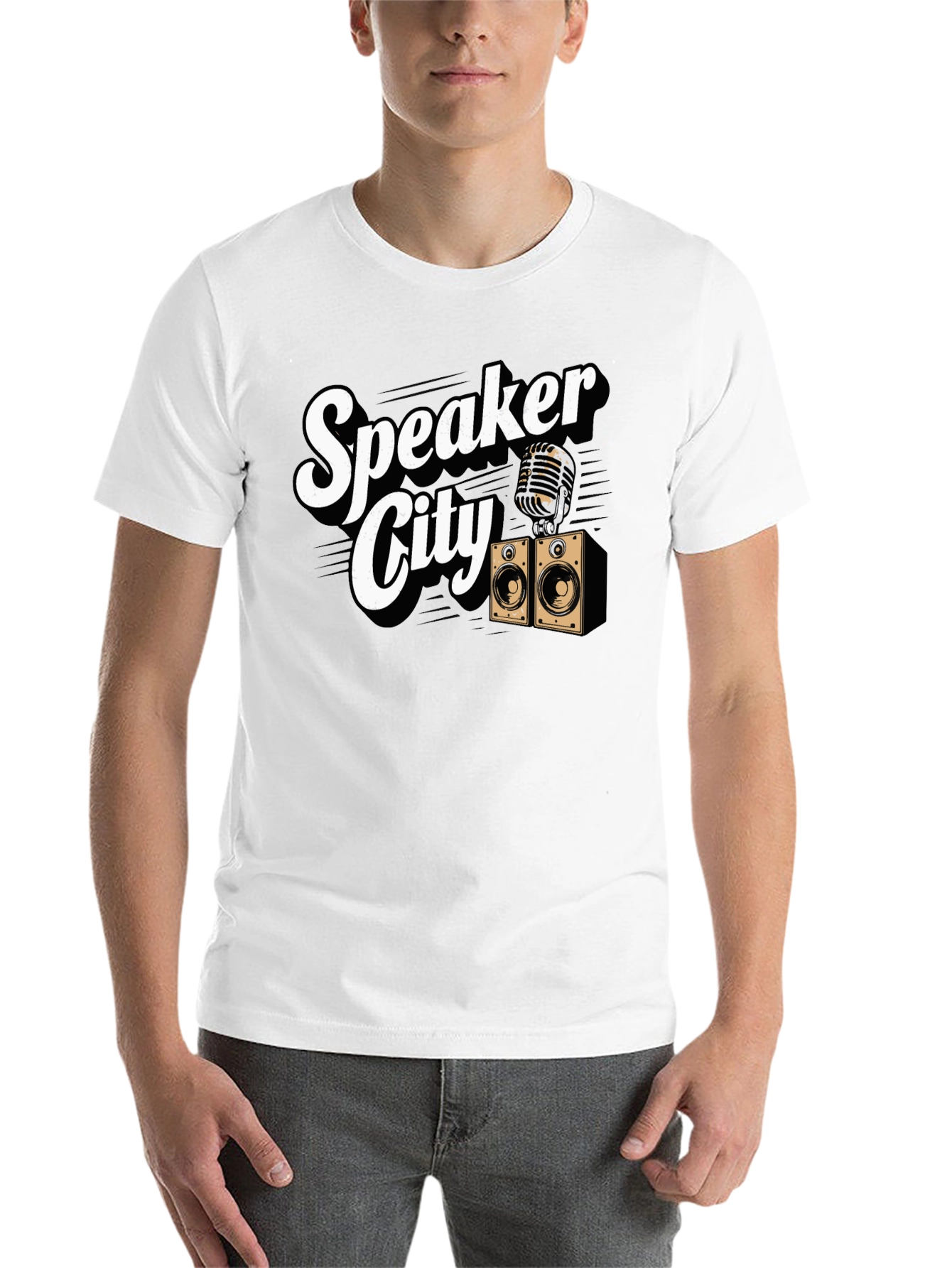 Black Speaker City Graphic T-Shirt - Retro Music Tee view 14
