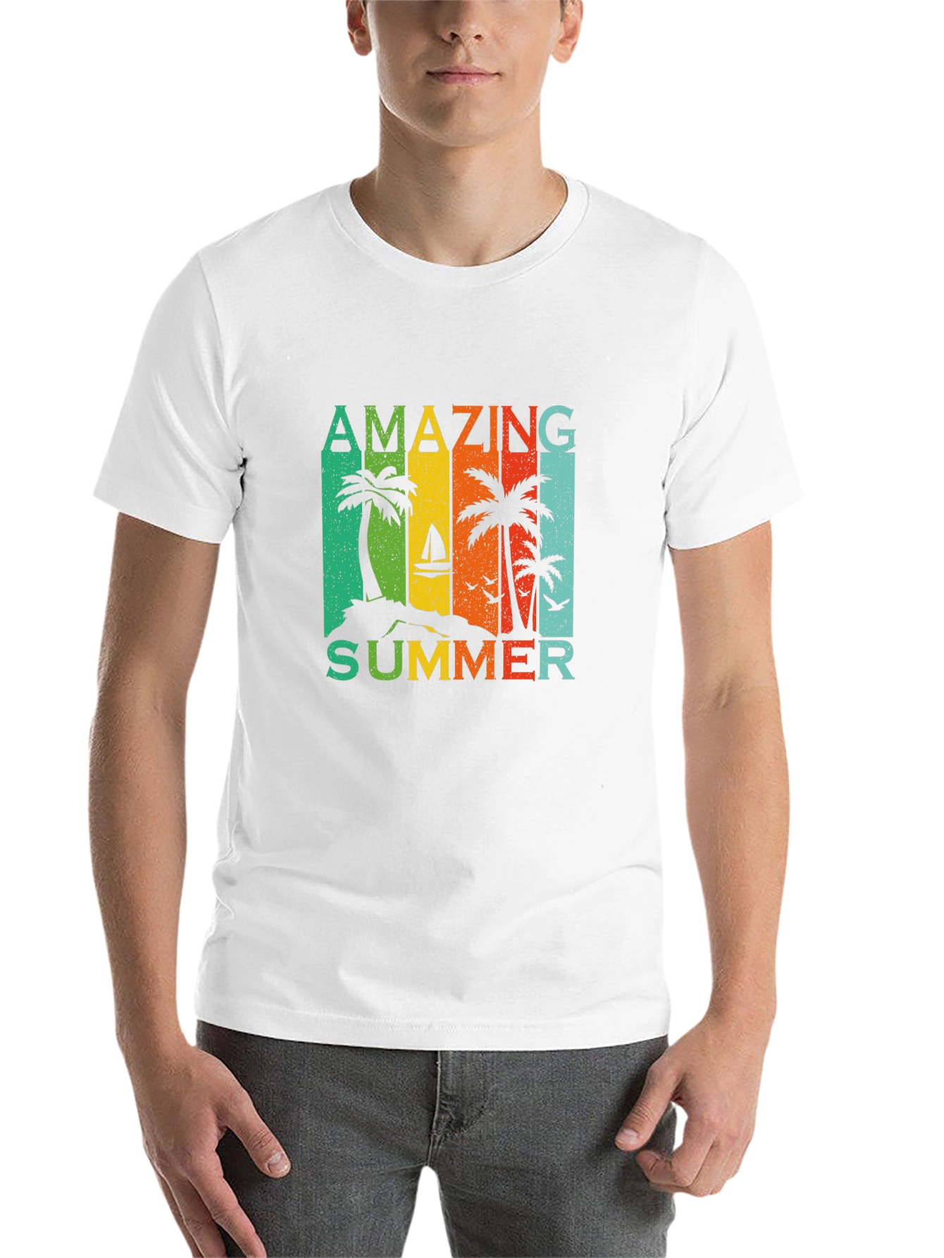 Black Amazing Summer Graphic T-Shirt - Tropical Palm Tree Design view 14