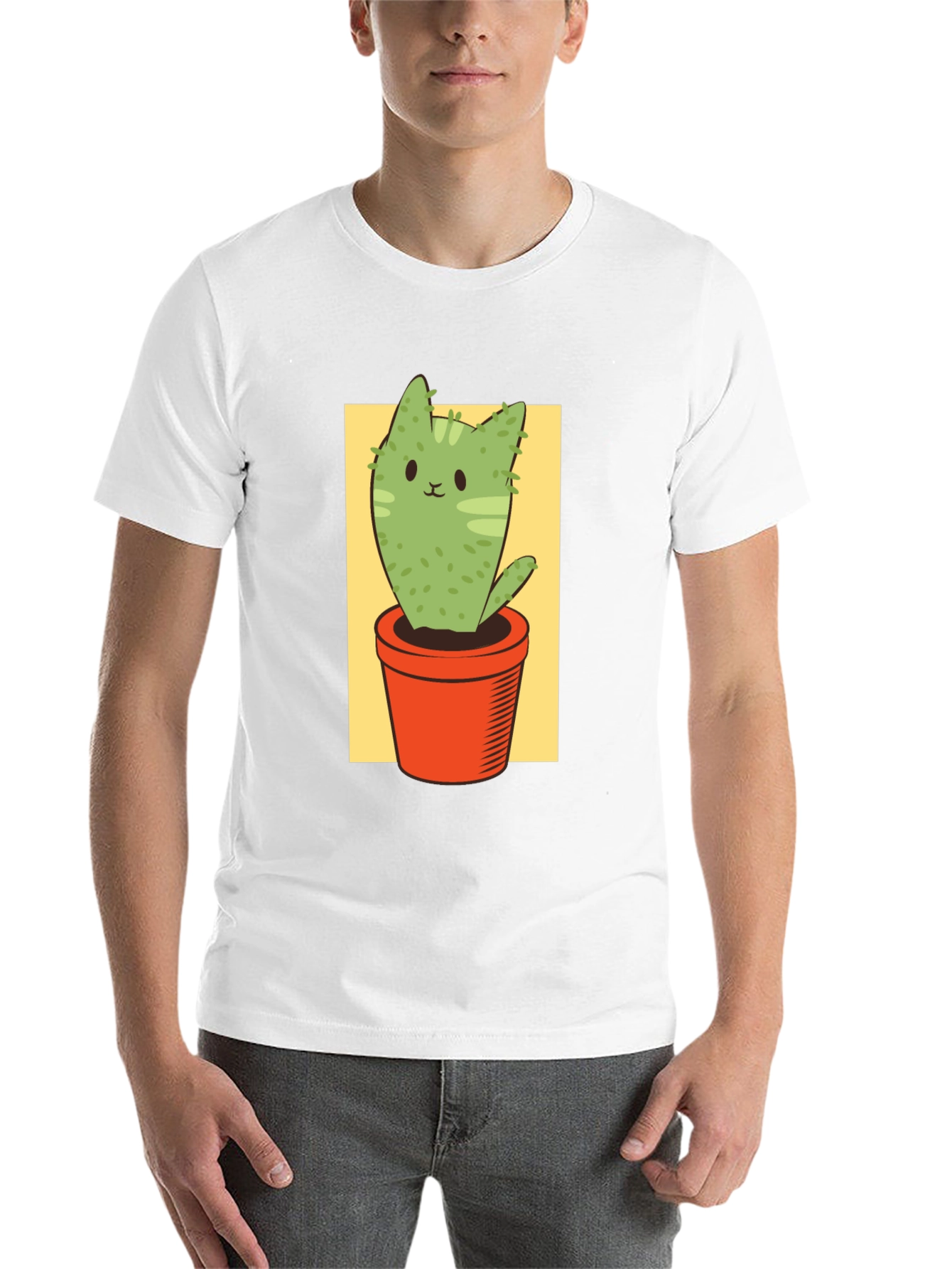 Black Cat Cactus Graphic Tee - Unisex Black T-Shirt view 14