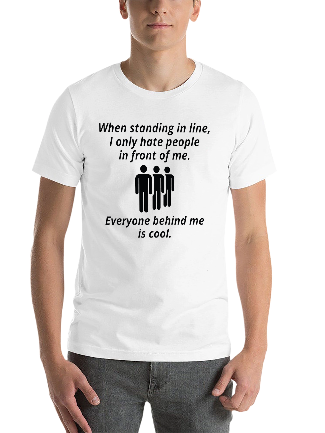 Black Funny Graphic Tee - Hate People in Front view 14