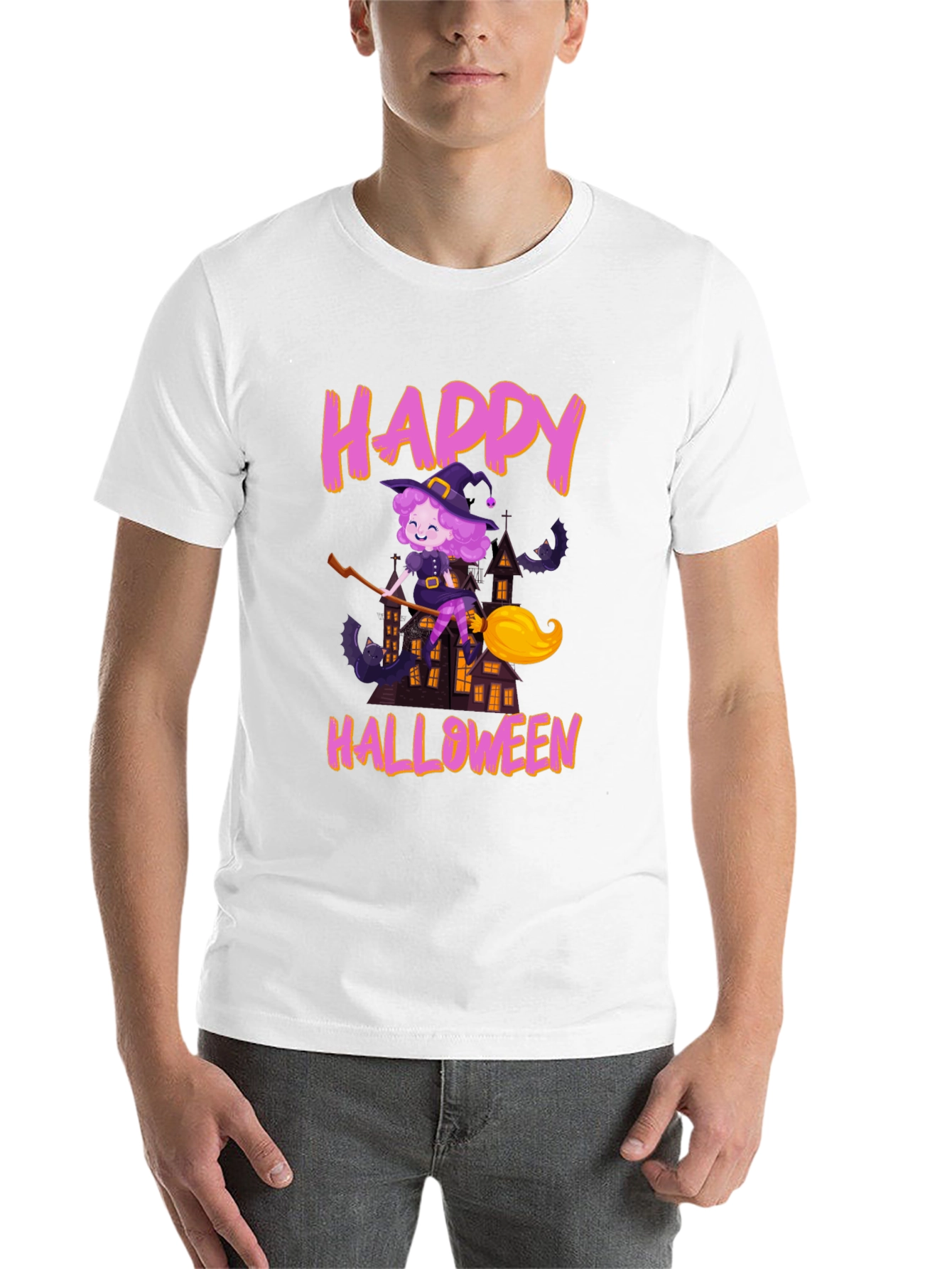 Black Happy Halloween Witch T-Shirt view 14