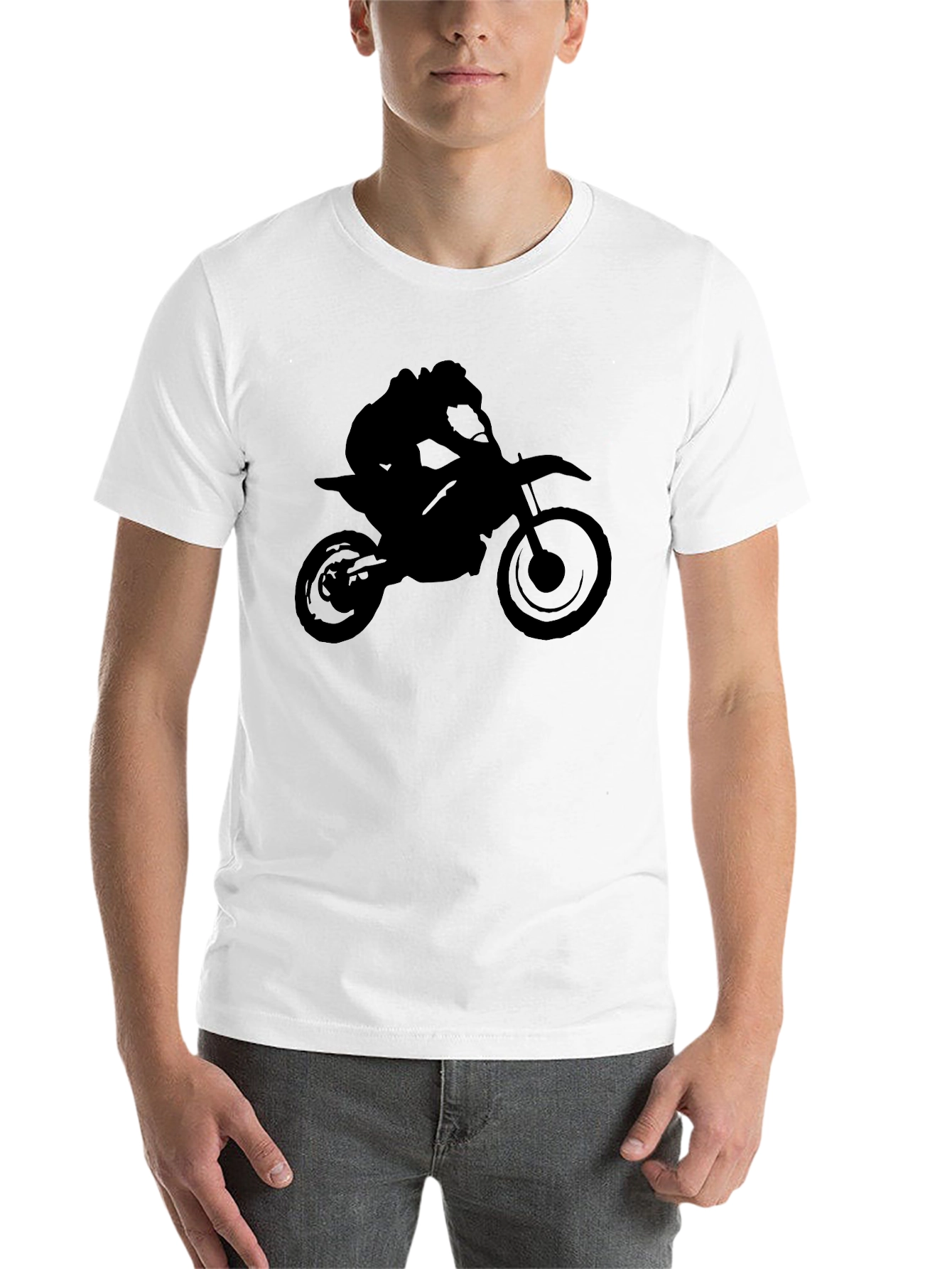 Black Motorcycle Rider Graphic Tee - Black Cotton Blend view 14