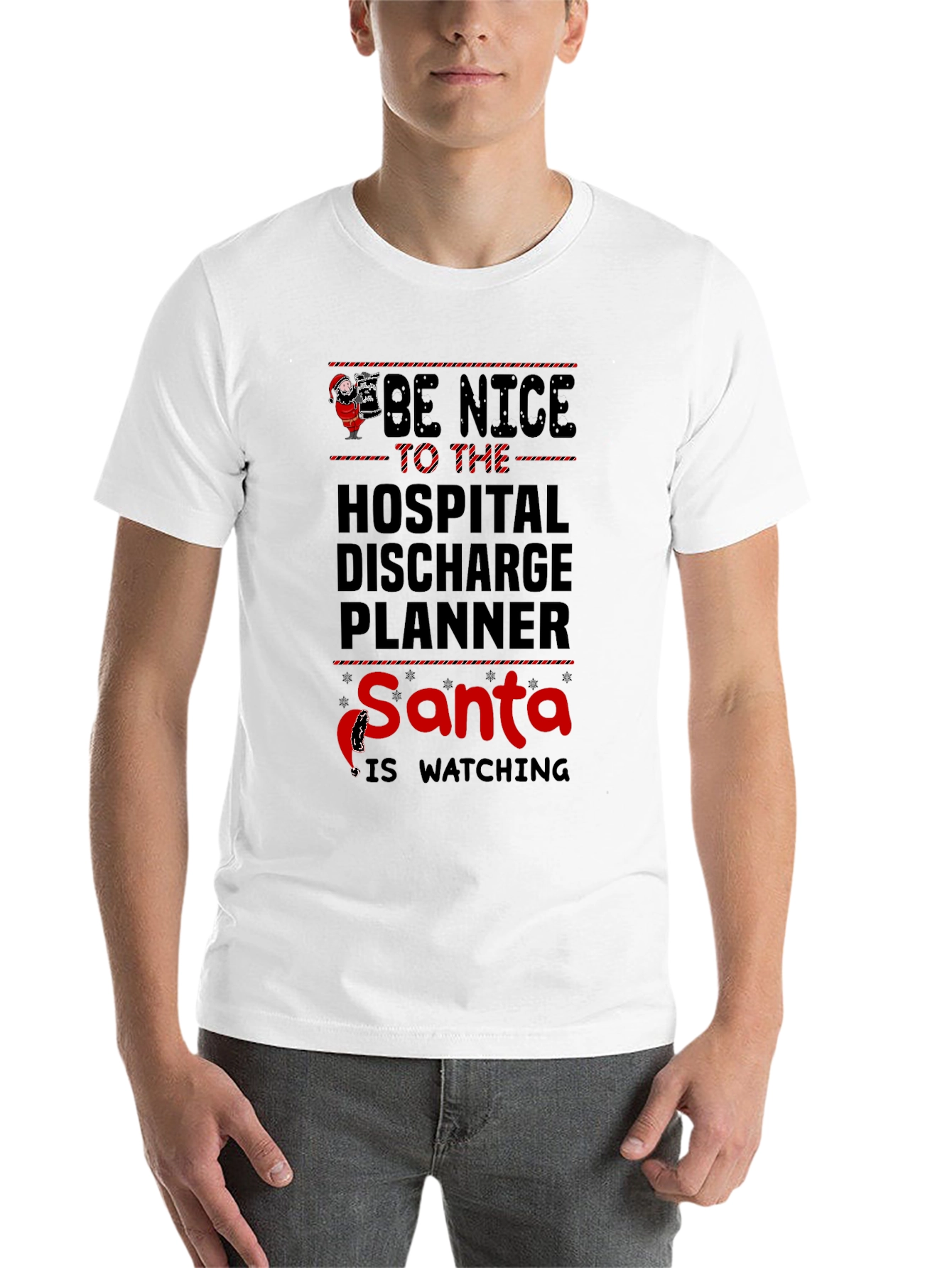 Black Be Nice to the Hospital Discharge Planner Santa T-Shirt view 14
