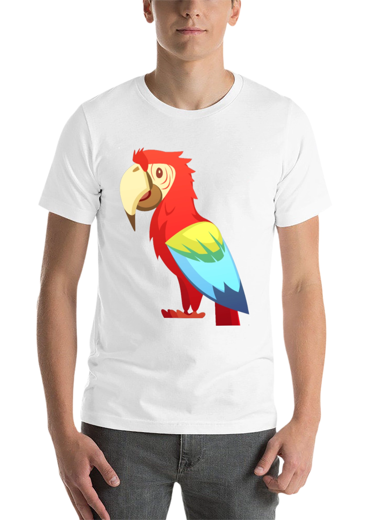 Black Cartoon Parrot Graphic Tee - Black view 14