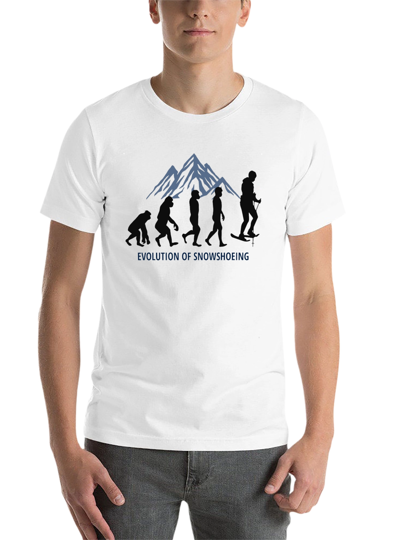 Black Evolution of Snowshoeing Black Graphic Tee view 14