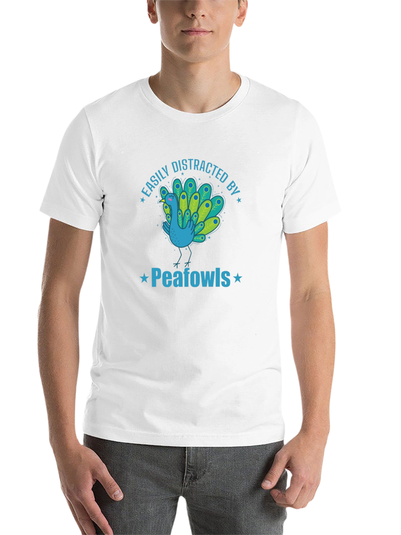 Black Easily Distracted By Peafowls Graphic T-Shirt view 14