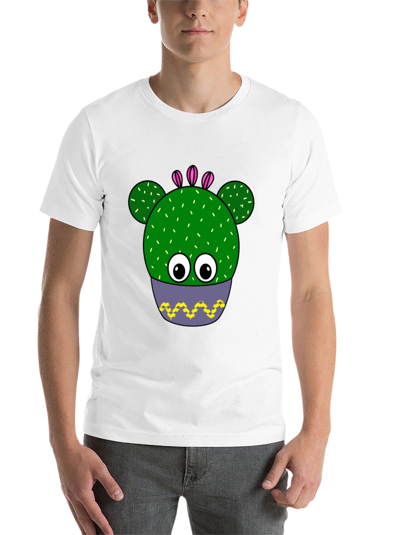 Black Funny Cactus Plant Graphic Print T-Shirt view 14