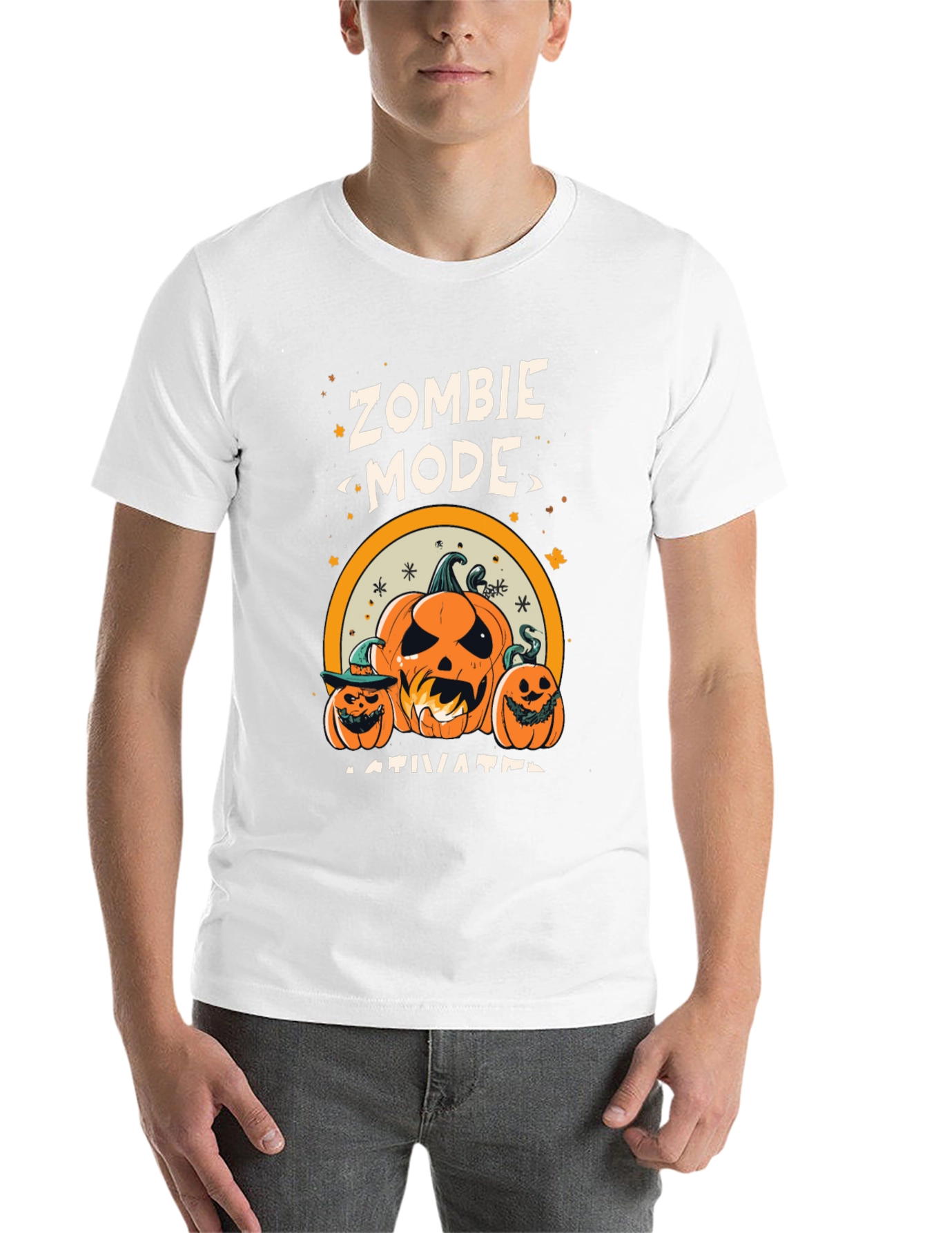 Black Zombie Mode Activated Halloween T-Shirt view 14