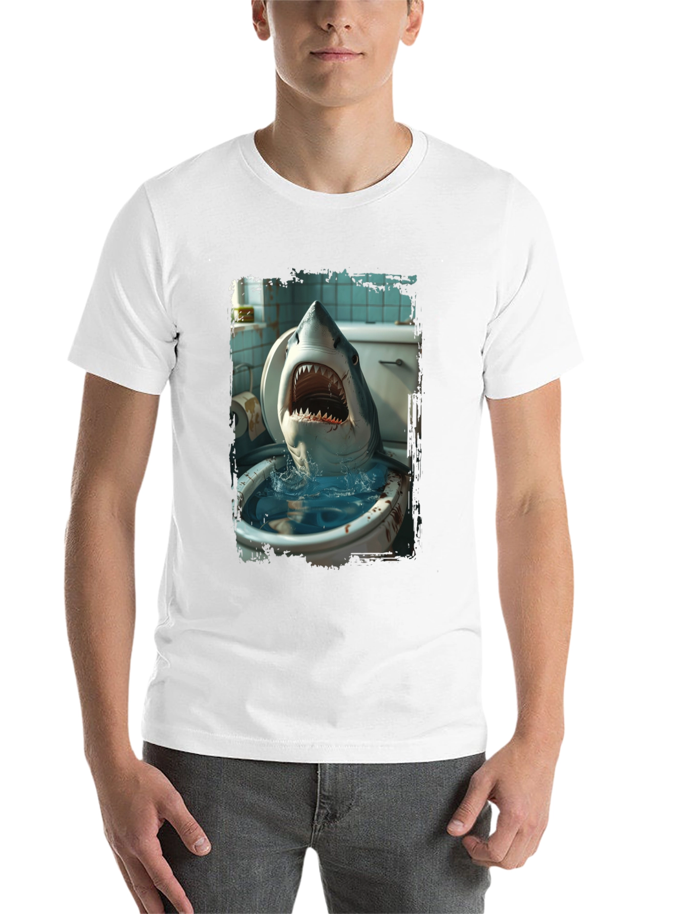 Black Shark Toilet Humor T-Shirt view 14