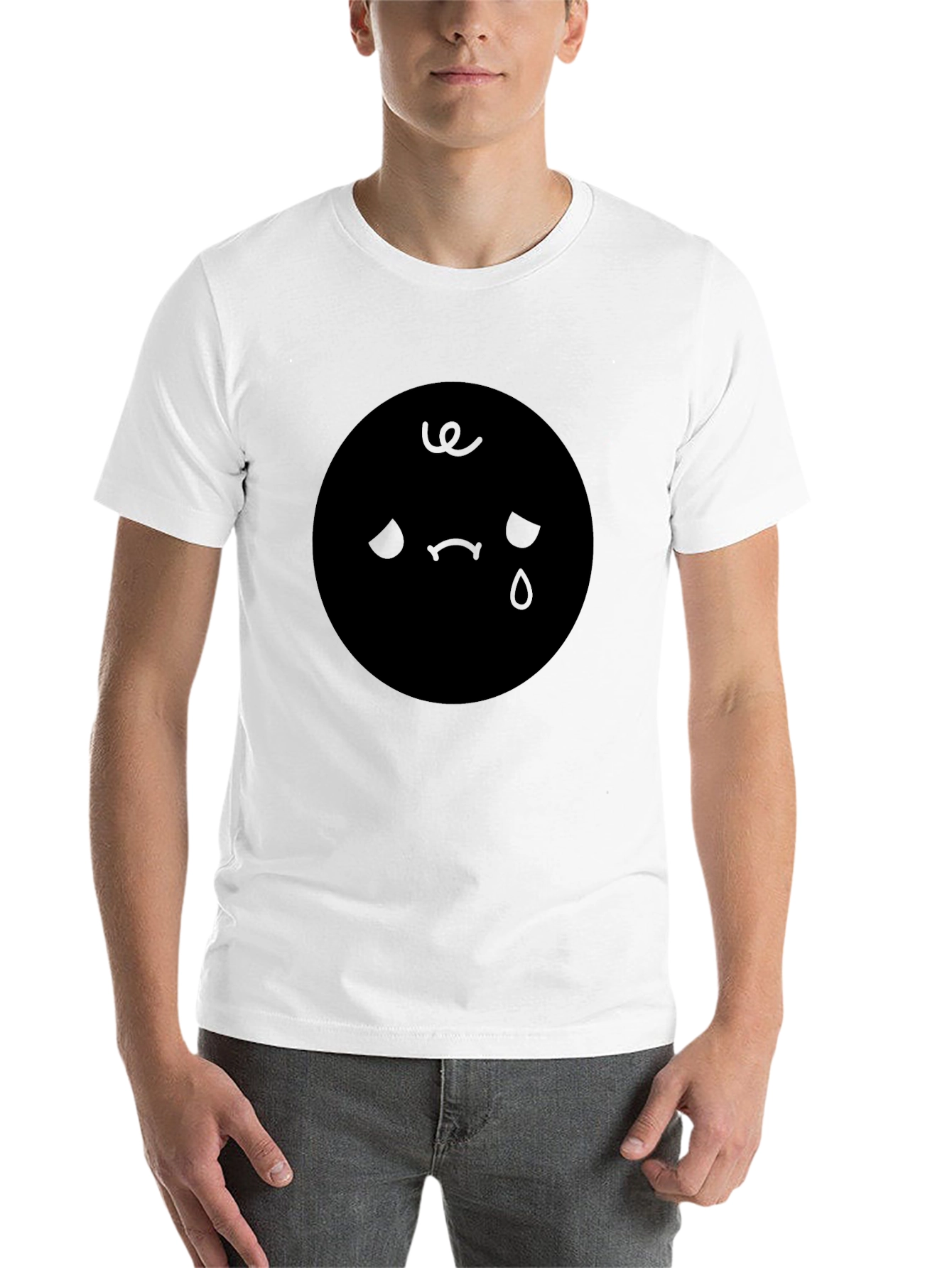 Black Sad Emoji Graphic Black T-Shirt view 14