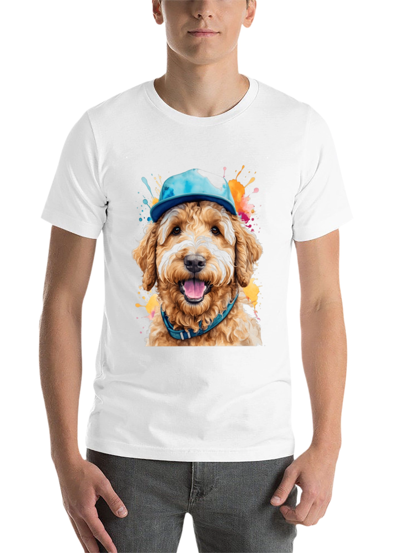 Black Dog in Hat T-Shirt - Unique Artistic Design view 14