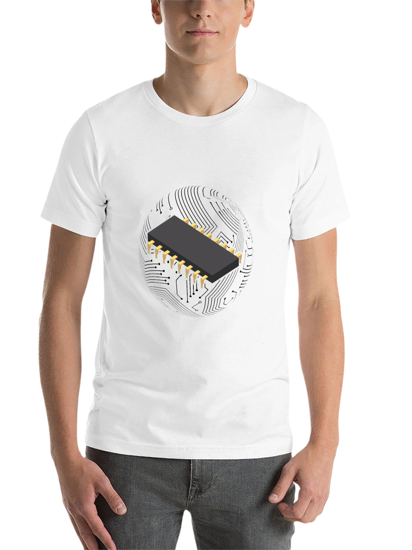 Black Circuit Chip Graphic T-Shirt - Cool Tech Tee view 14