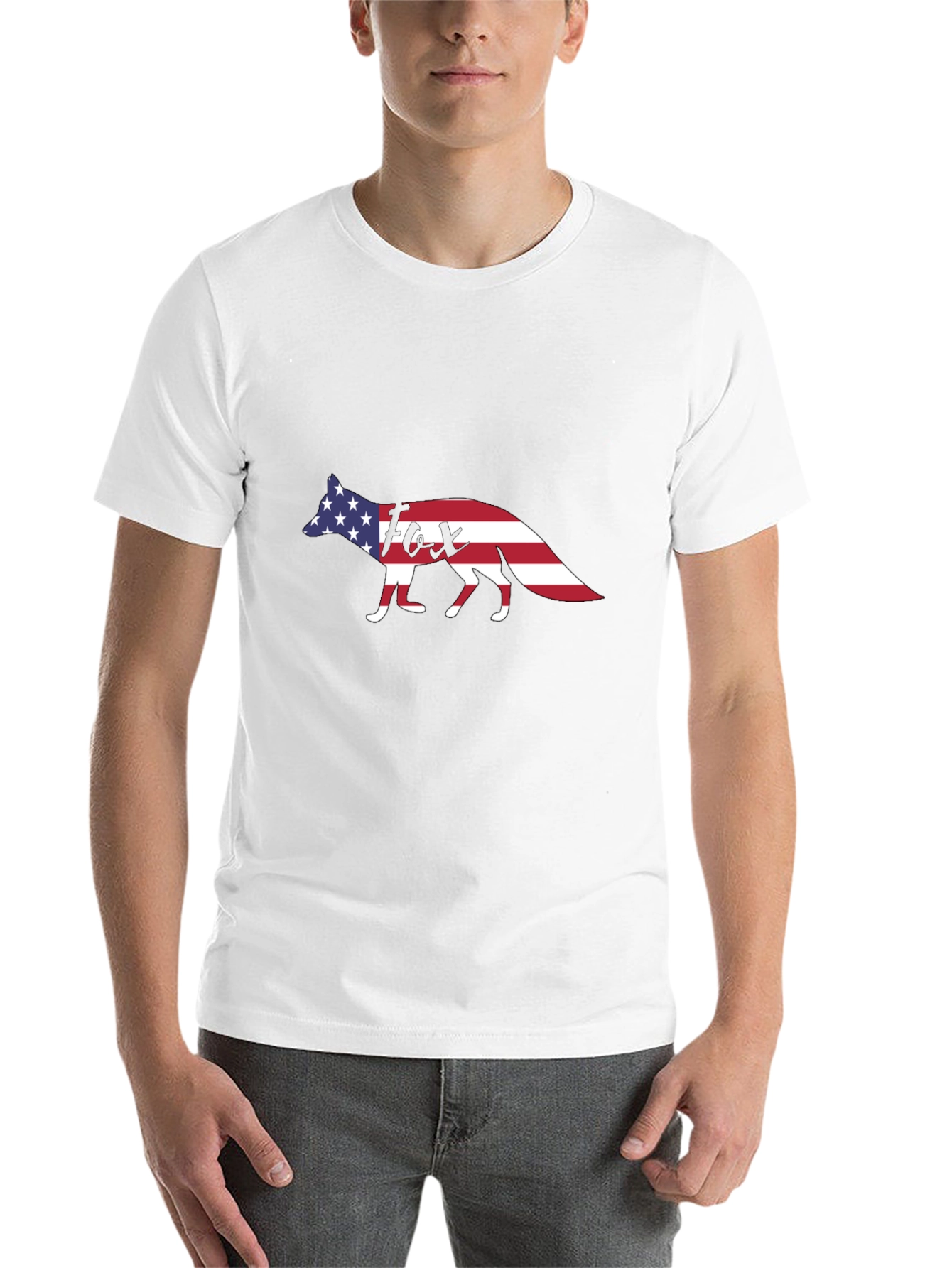 Black American Fox Graphic T-Shirt - Patriotic USA Design view 14