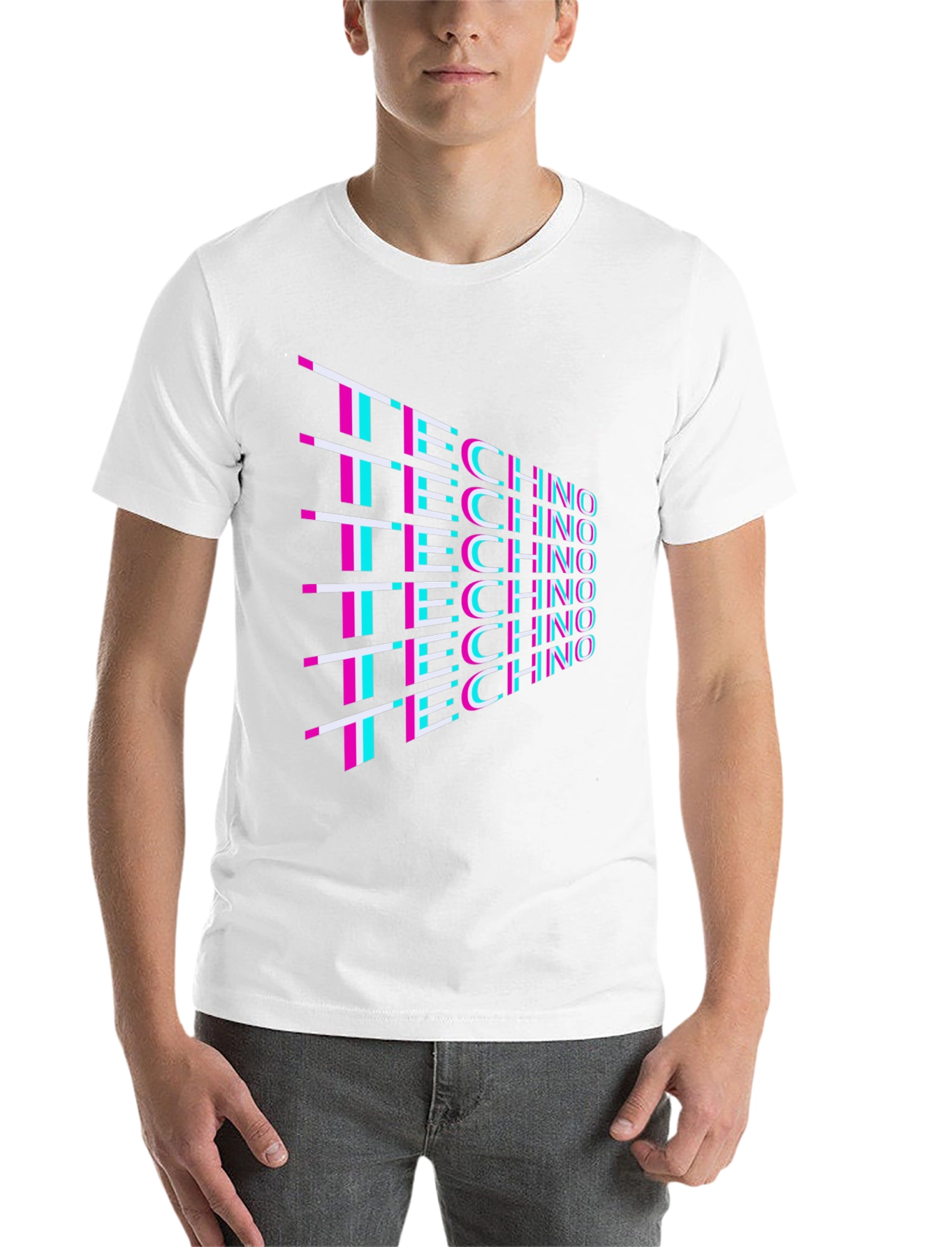 Black Techno Glitch T-Shirt - Retro 80s Rave Party Tee view 14