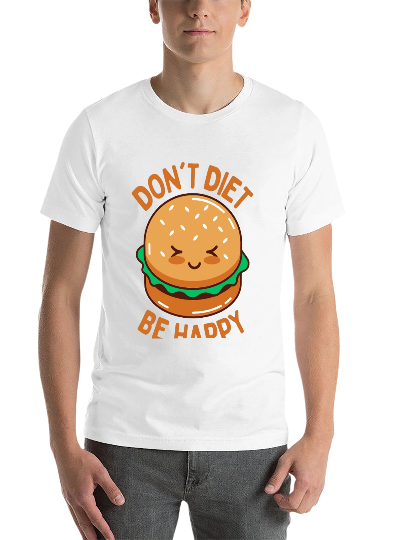 Black Don't Diet Be Happy T-Shirt - Cute Burger Graphic Tee view 14