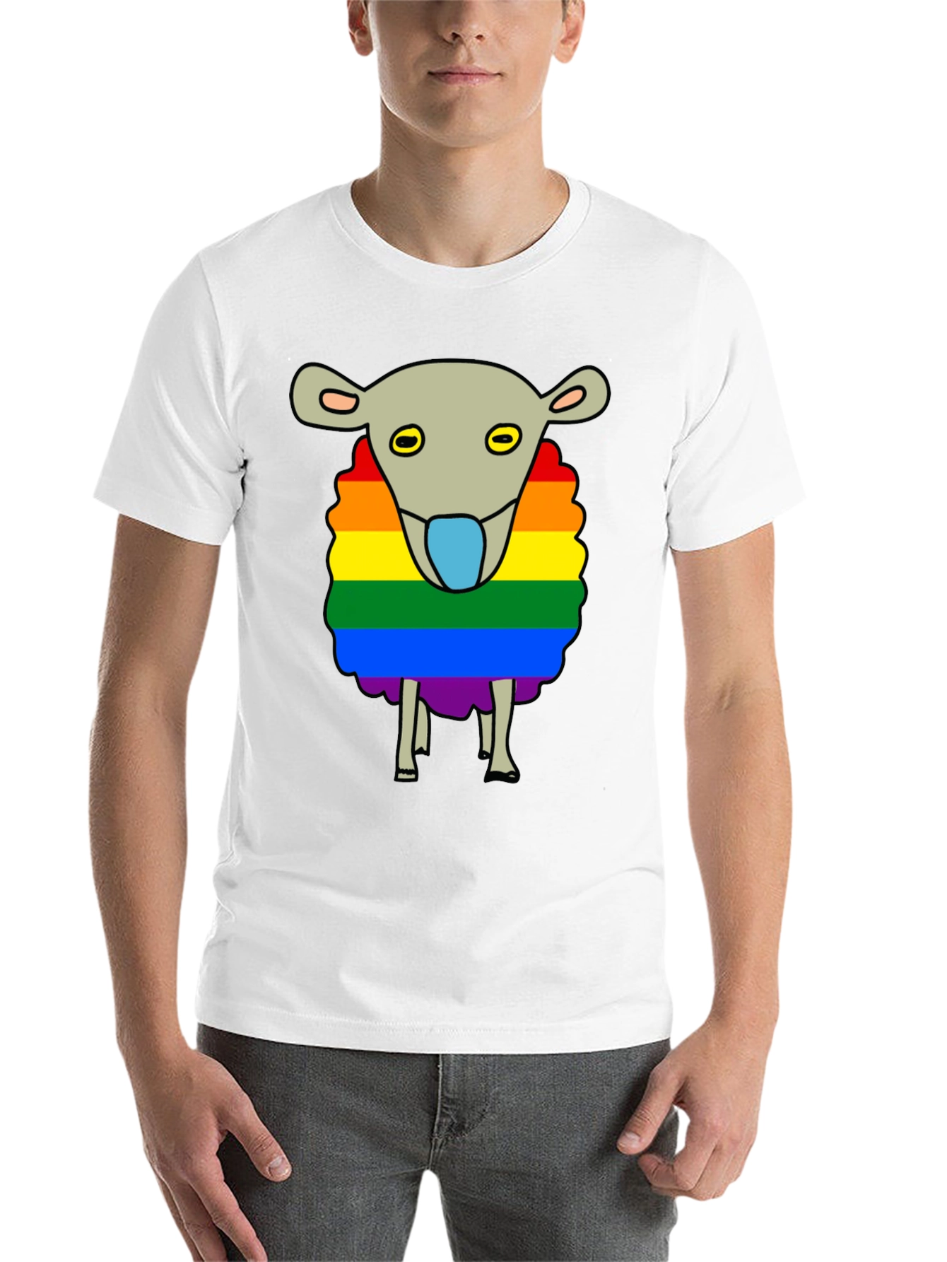 Black Rainbow Sheep Graphic Tee - Black Cotton Blend view 14