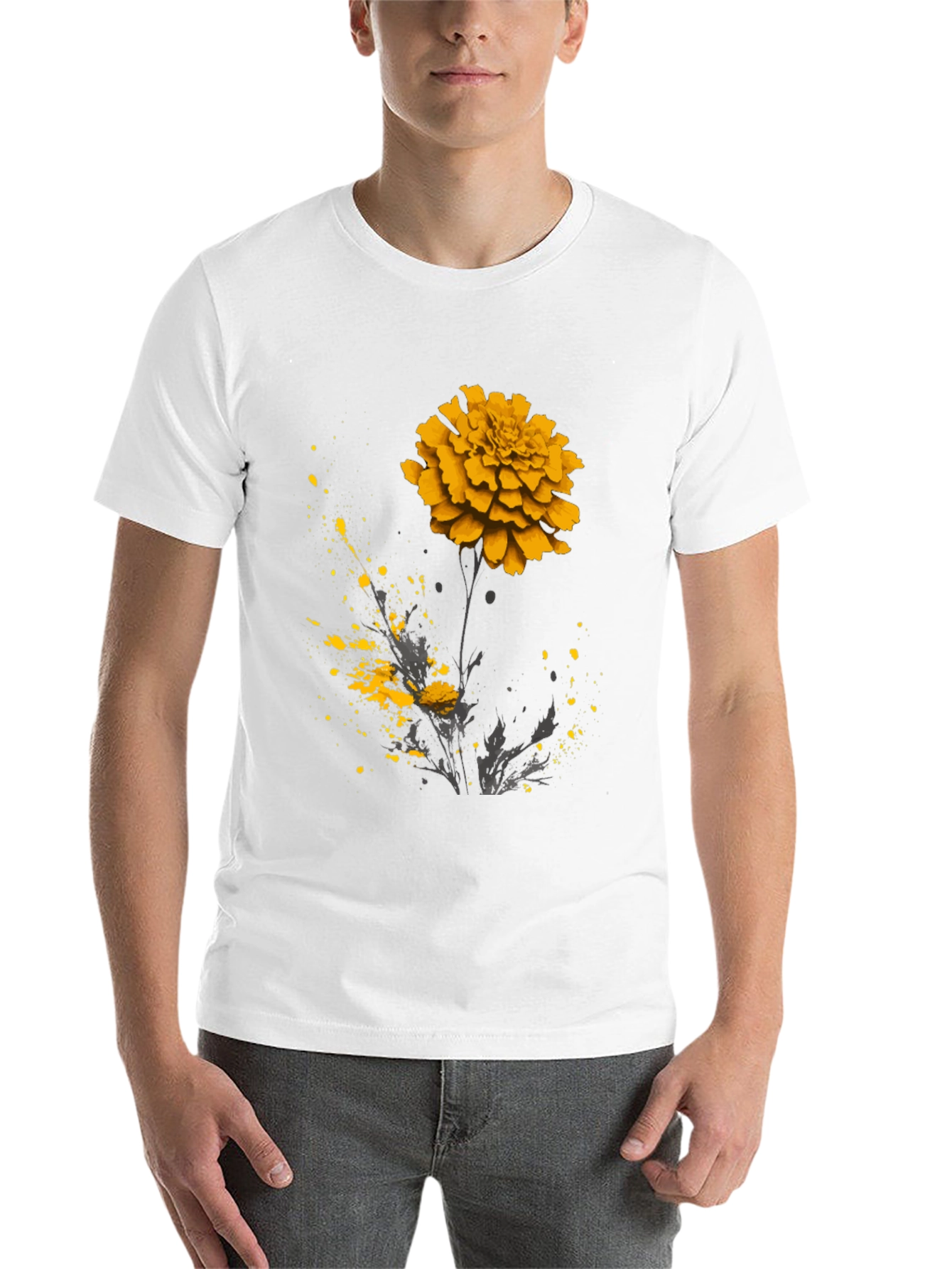 Black Floral Graphic Tee - Black T-Shirt with Flower Design view 14