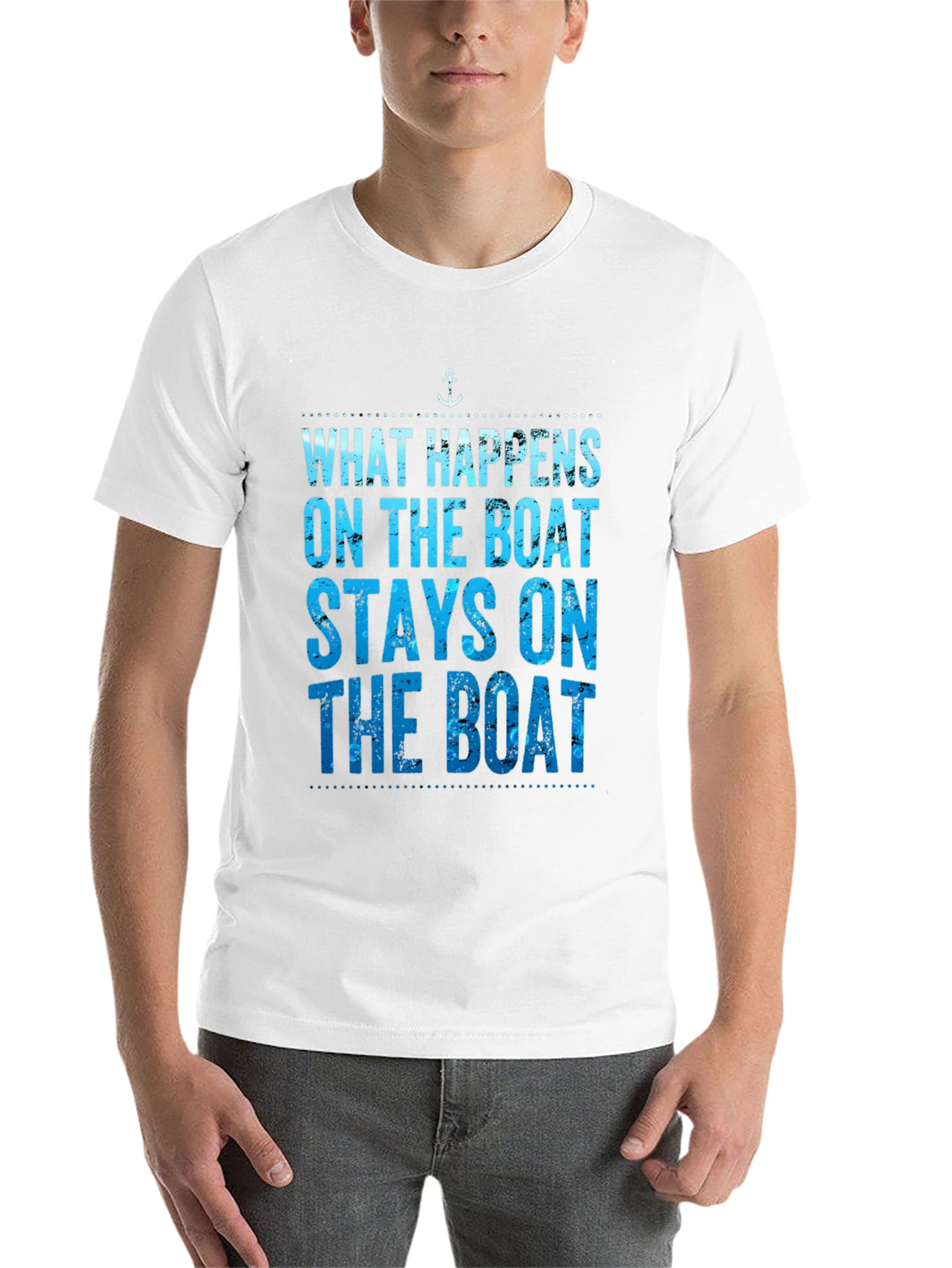 Black What Happens On The Boat T-Shirt view 14